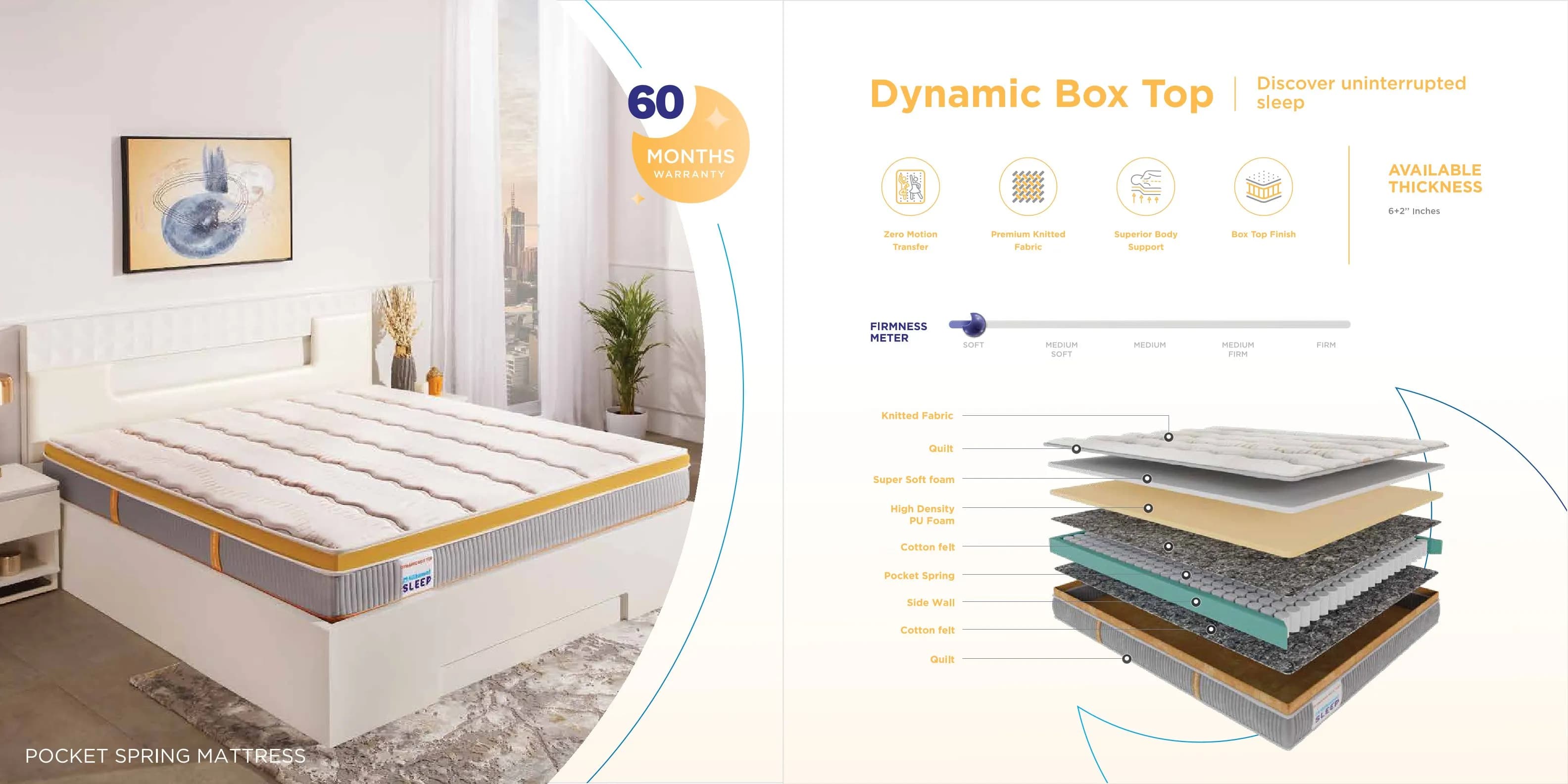Nilkamal Sleep Dynamic Box Top Mattress – 6+2" Thick
