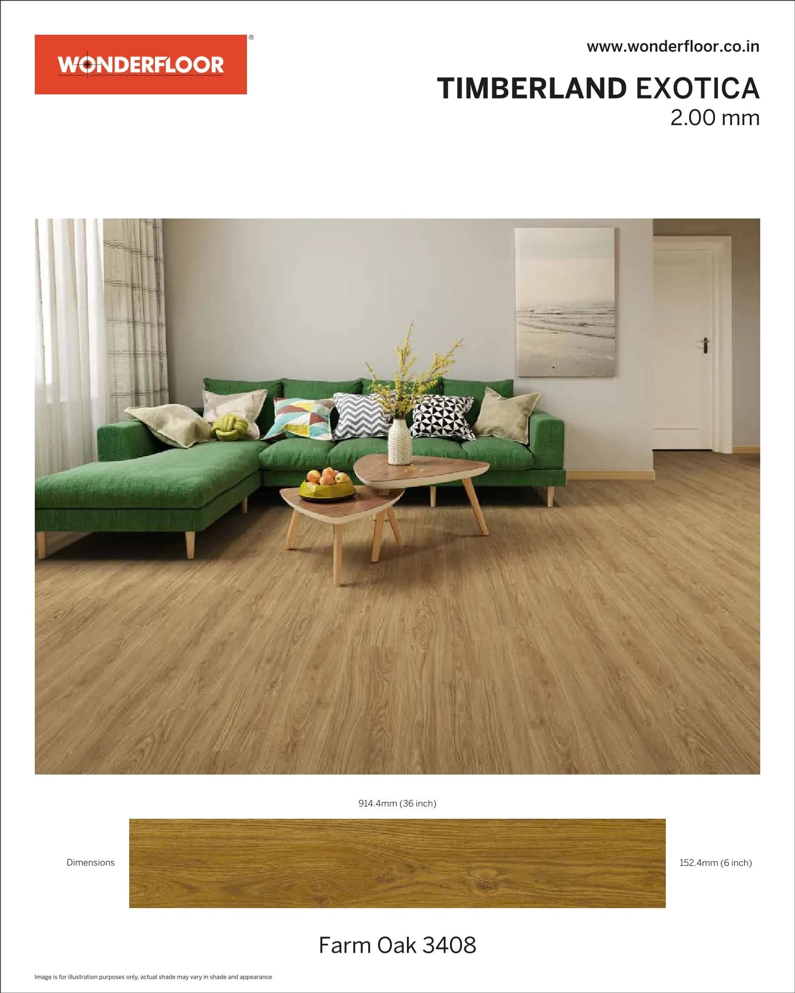 Farm Oak 3408 -Wonderfloor Room View Exotica 2.00mm Vinyl Flooring