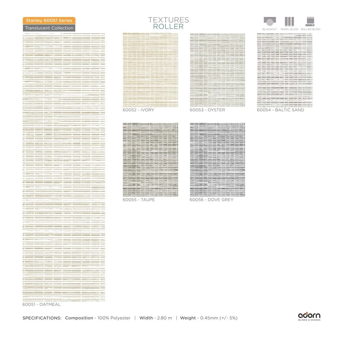 AD Cortina Textured Roller Blind – 60051-OATMEAL