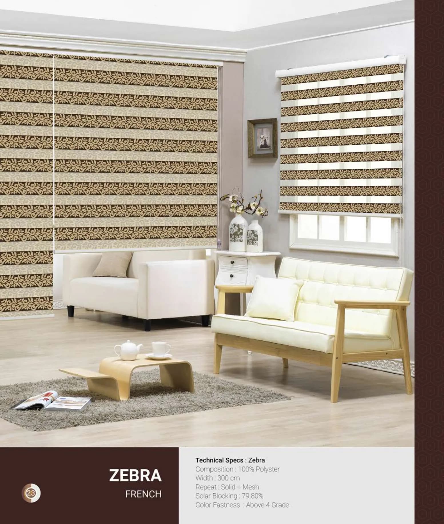 French Johnson Zebra Blind