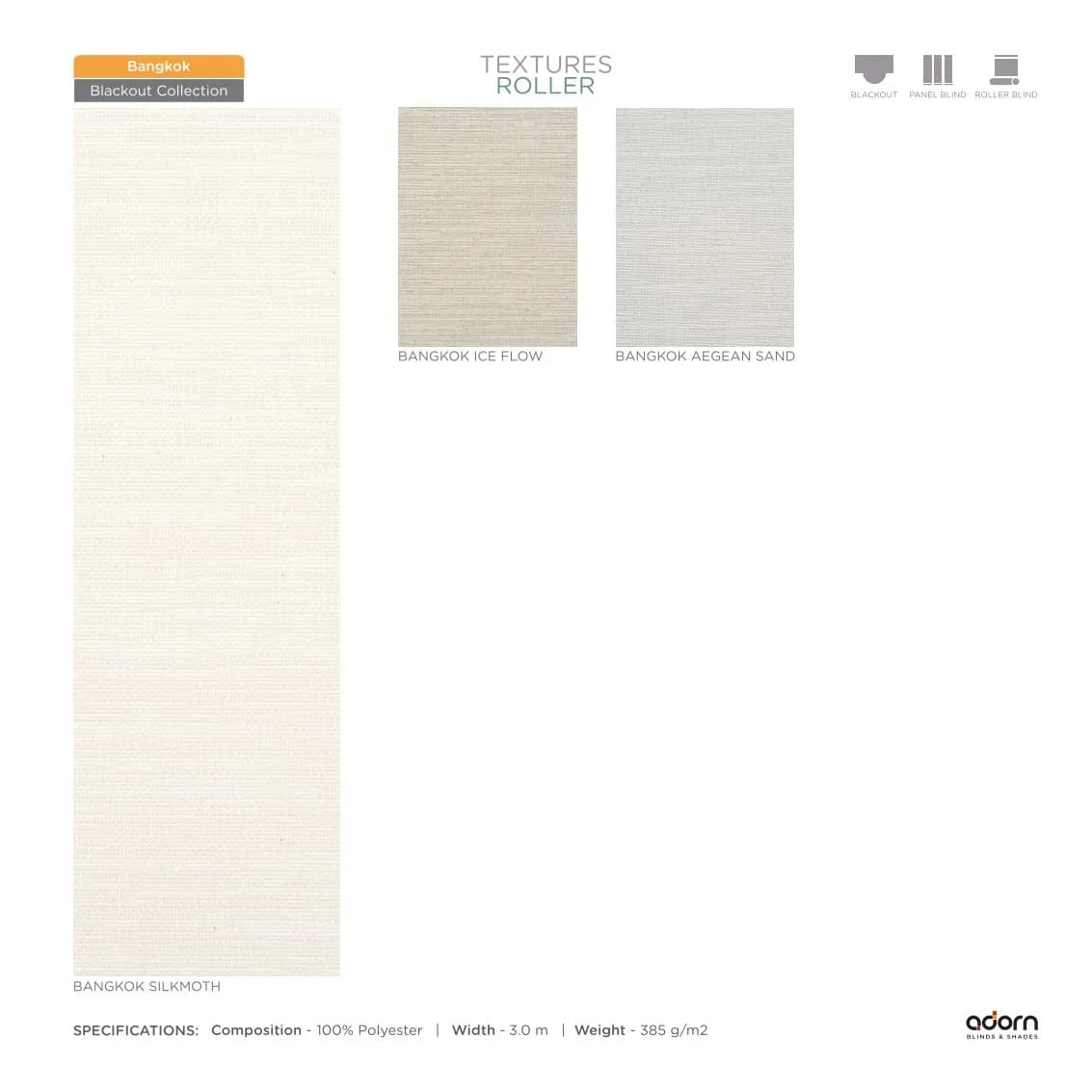 AD Cortina Textured Roller Blind – Bangkok Silkmoth