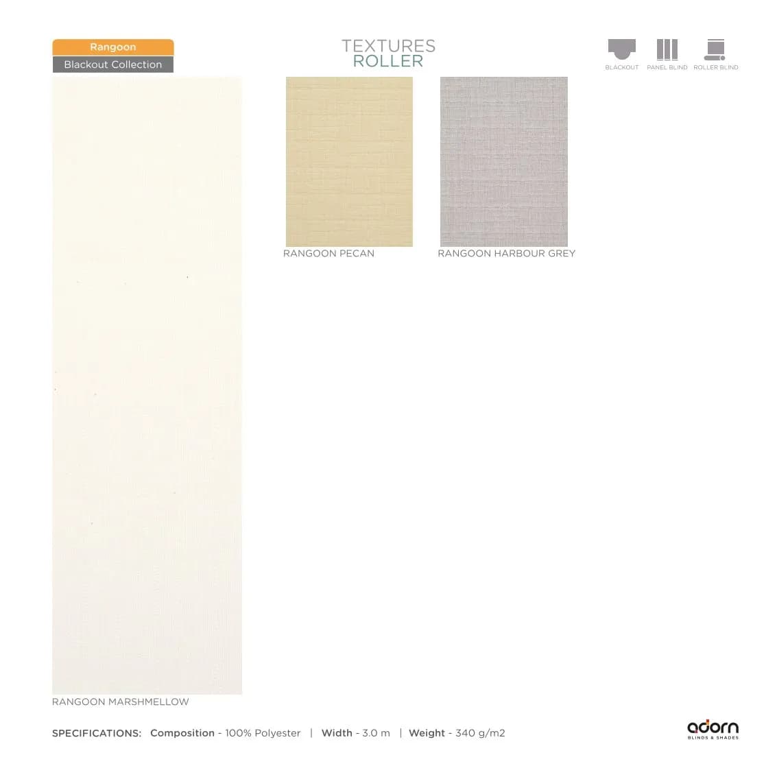 AD Cortina Textured Roller Blind – Rangoon Marshmellow