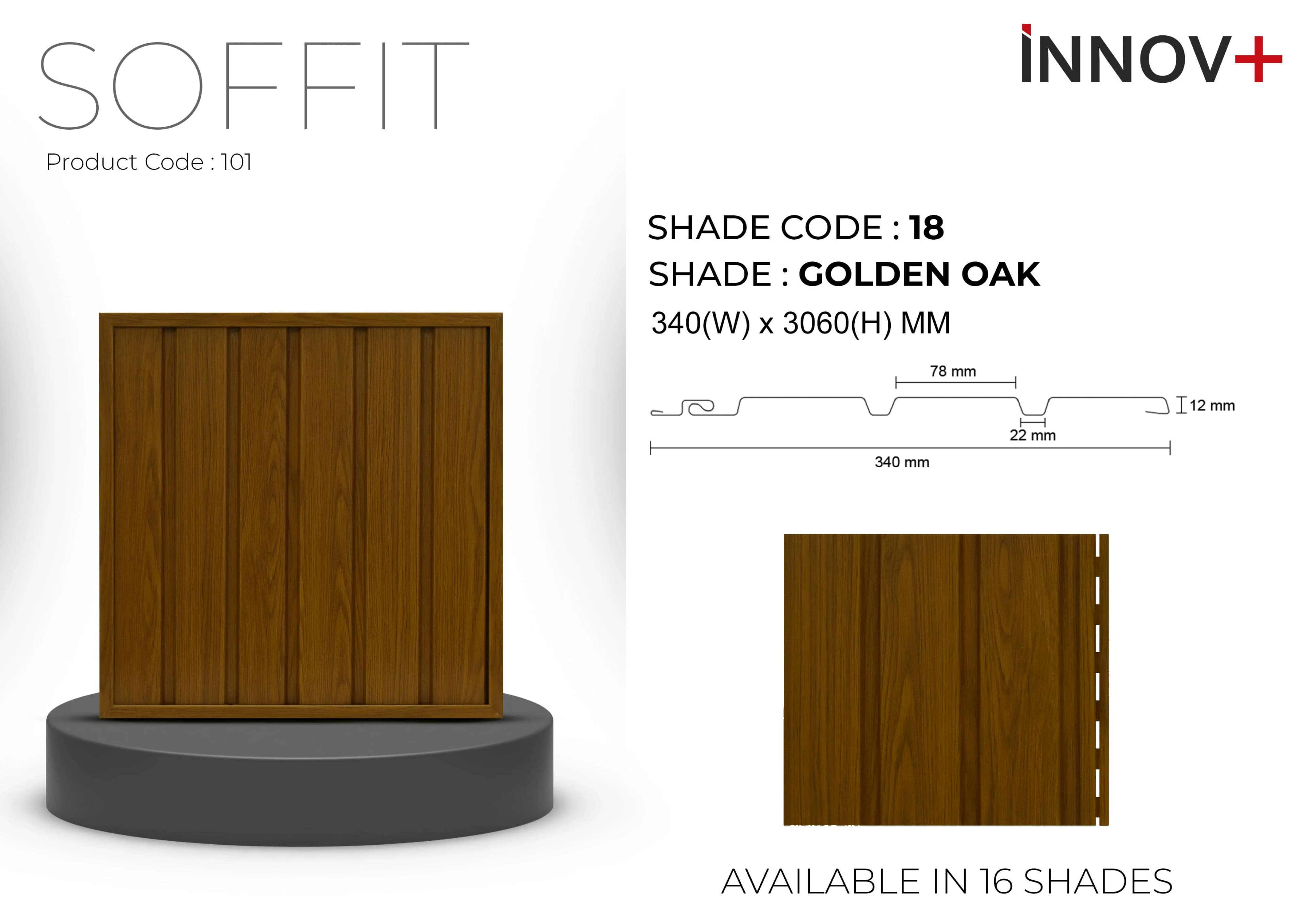 Pare Innov+ Soffit Ceiling Panel – Durable & Stylish SHADE CODE-18 GOLD OAK