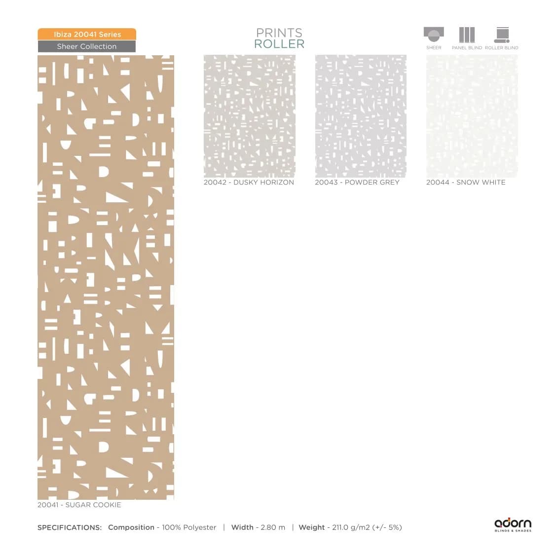 AD Cortina Collection VOL-3 Printed Roller Blinds - 20041-sugar Cookie