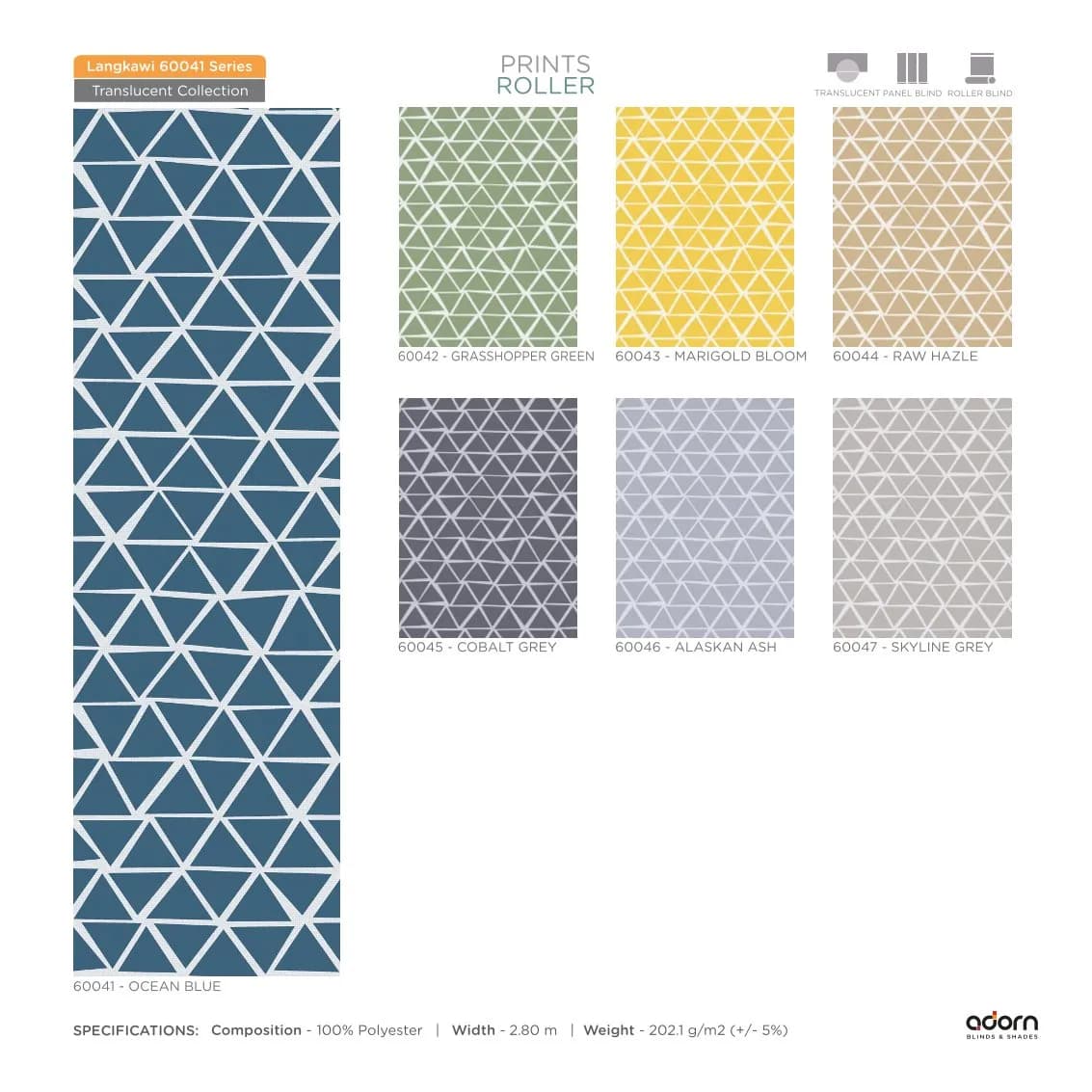 AD Cortina Collection VOL-3 Printed Roller Blinds - 60041- Ocean Blue