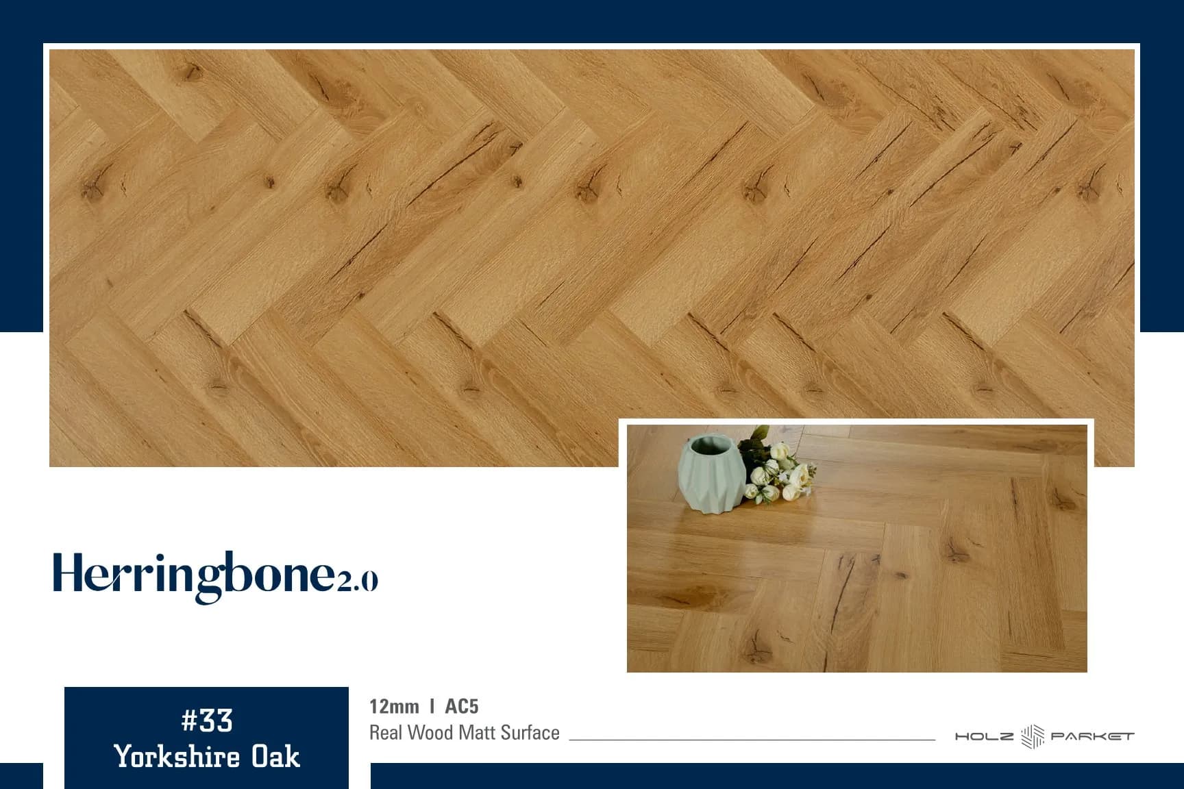 Kaara Herringbone Laminate Flooring – 12mm #33- Yorkshire oak