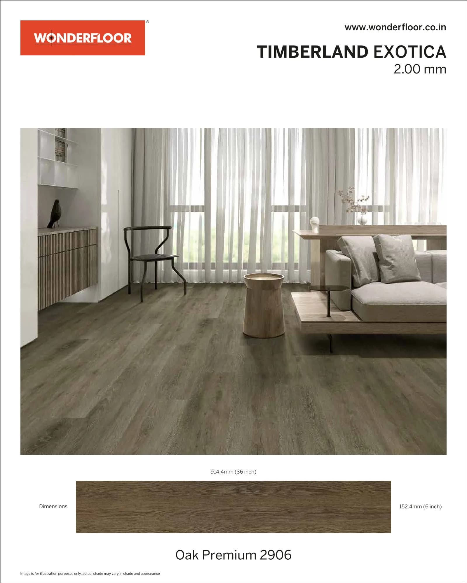 Oak Premium 2906 -Wonderfloor Room View Exotica 2.00mm Vinyl Flooring