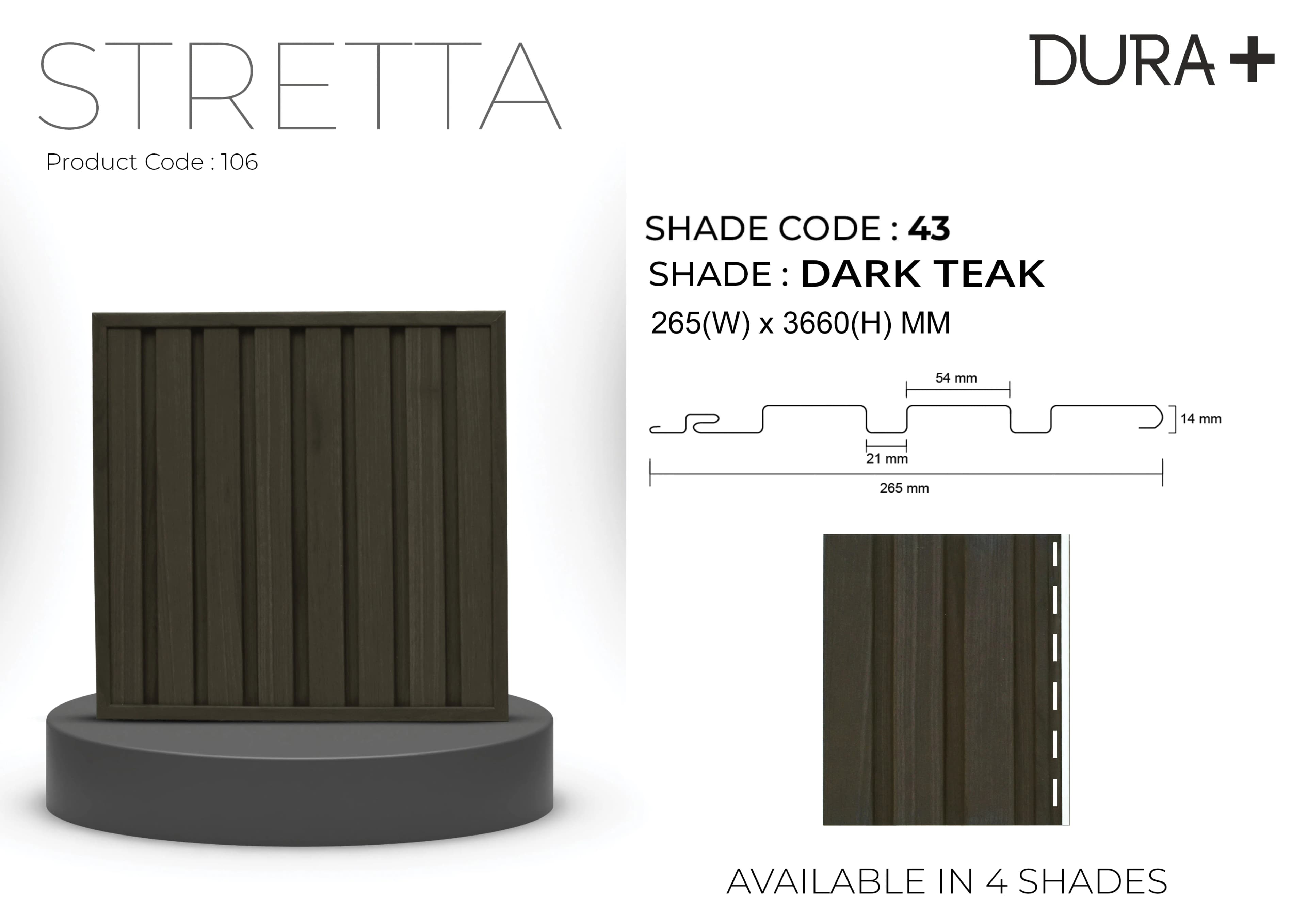 Pare Dura STRETTA Ceiling Panel -DARK TEAK -SHADE CODE:43