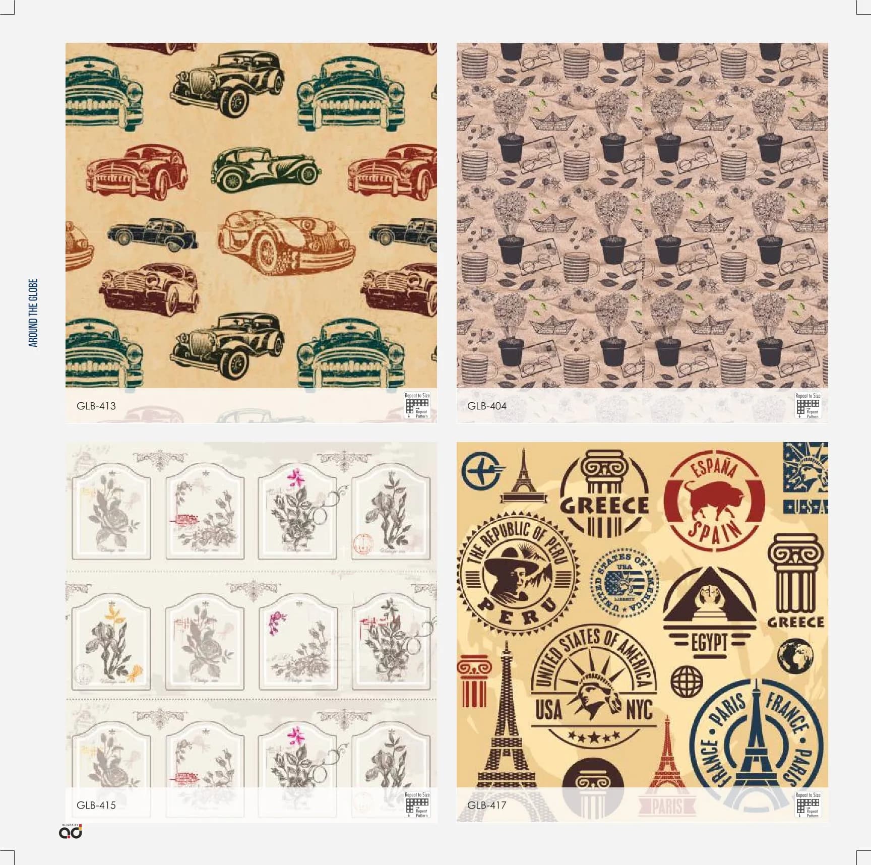 AD Printed Roller Blinds – Around the Globe Design GLB-413