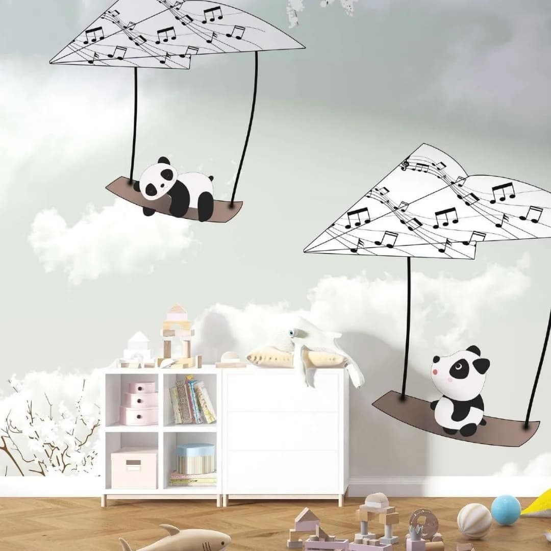 Kids Wallpaper Collection | Panda In The Air