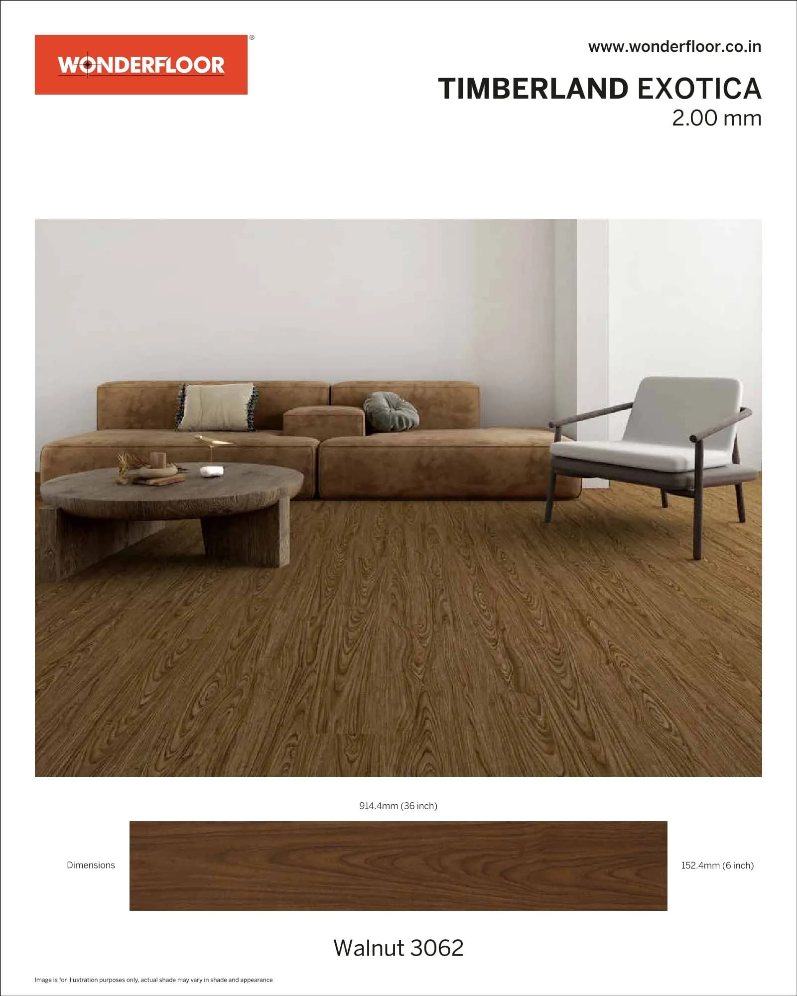 Walnut 3062 -Wonderfloor Room View Exotica 2.00mm Vinyl Flooring