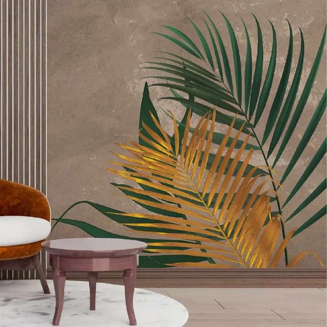 Golden Palmscape Custom Wallpaper - Exquisite Tropical Design