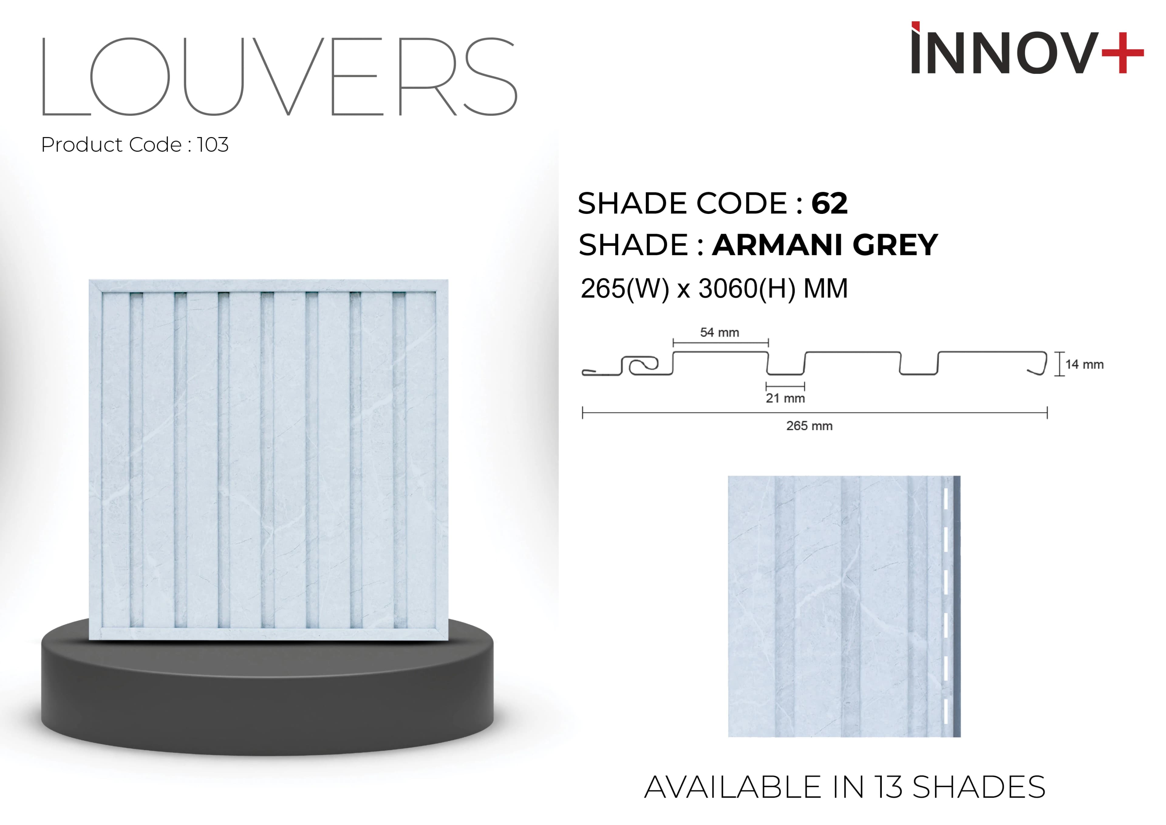 Pare INNOV+ Louvers Ceiling Panel – 62- ARMANI GREY