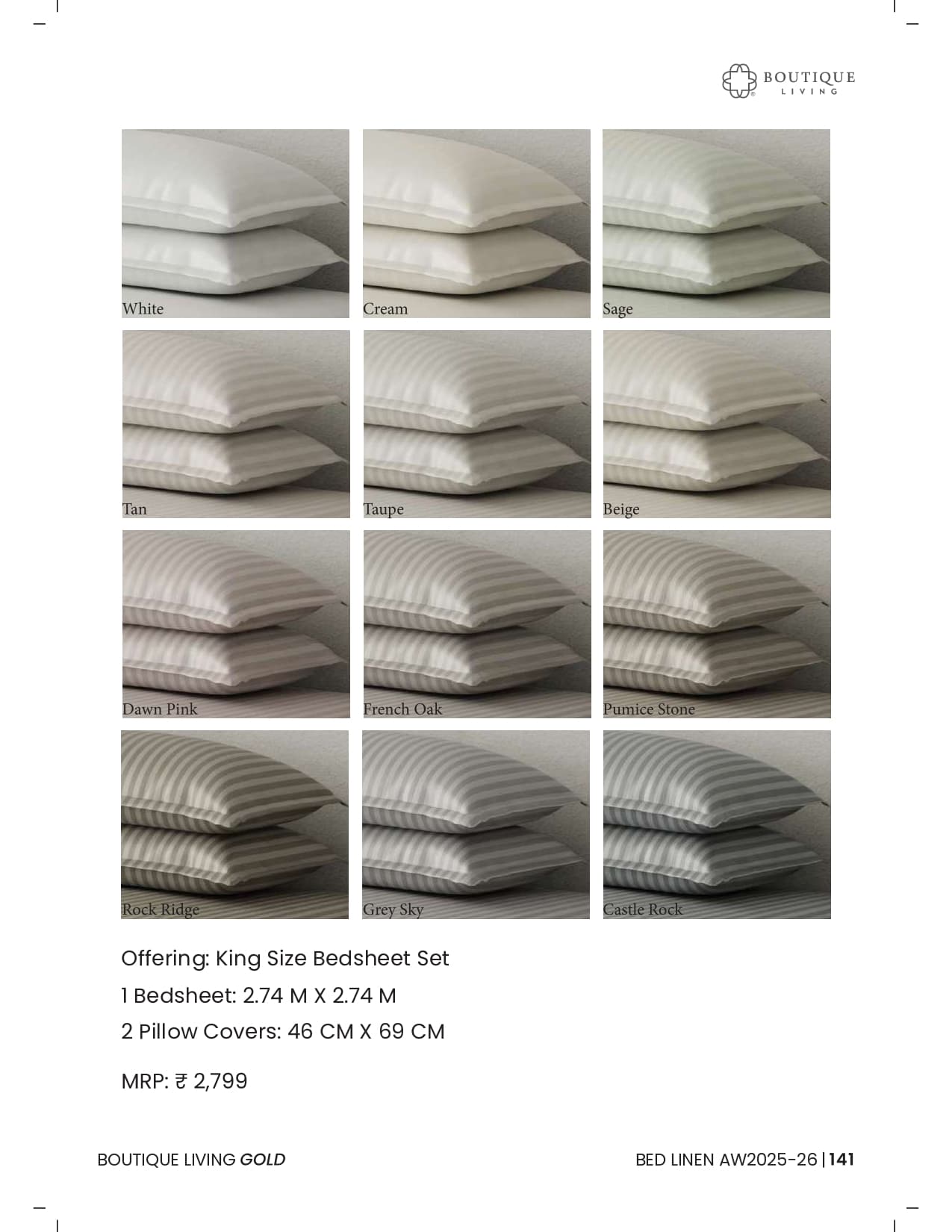 Elegant Woven Self Stripe King Size Bedsheet Set