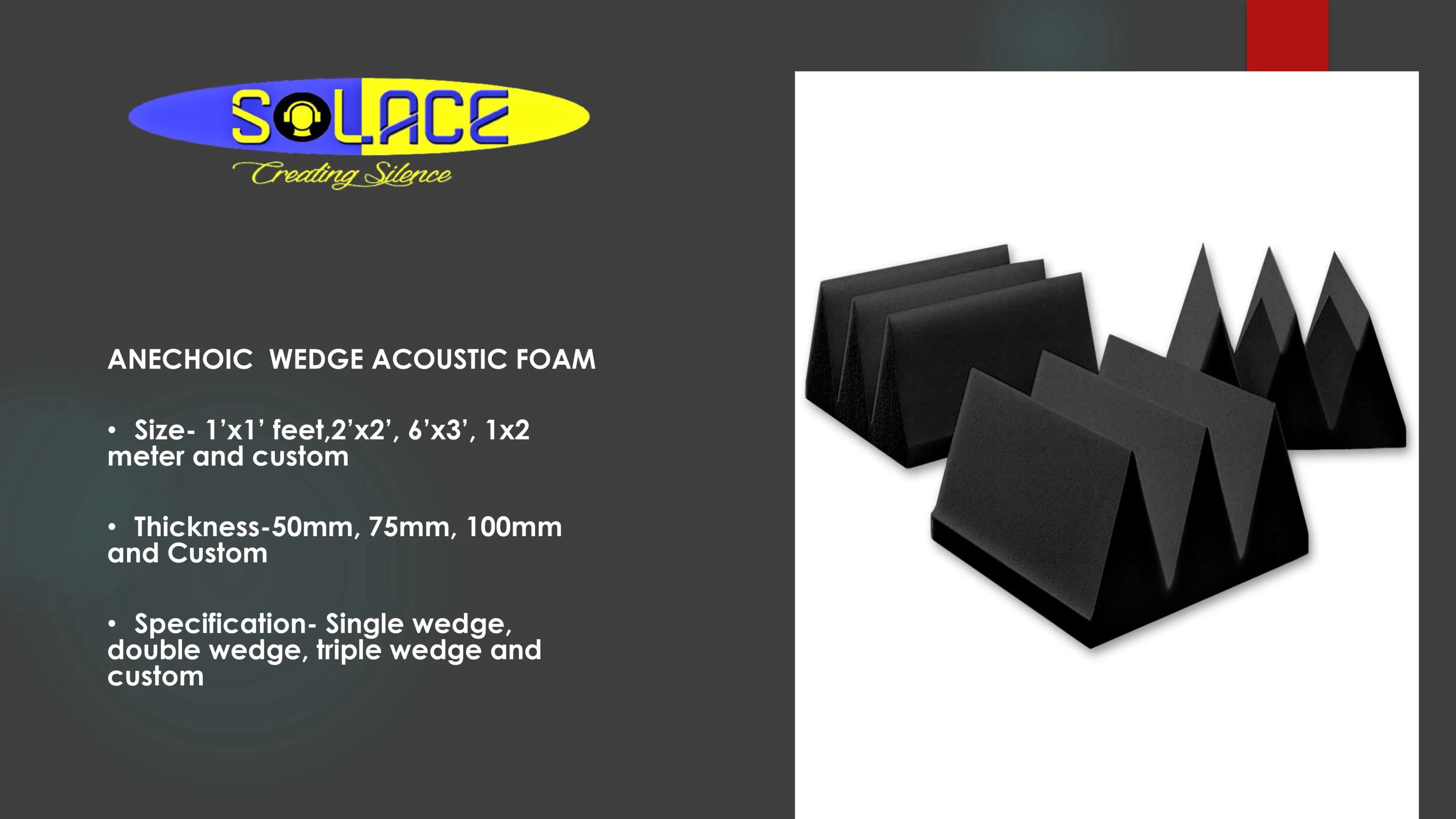 Anechoic Wedge Acoustic Foam - Sound Absorption Panel