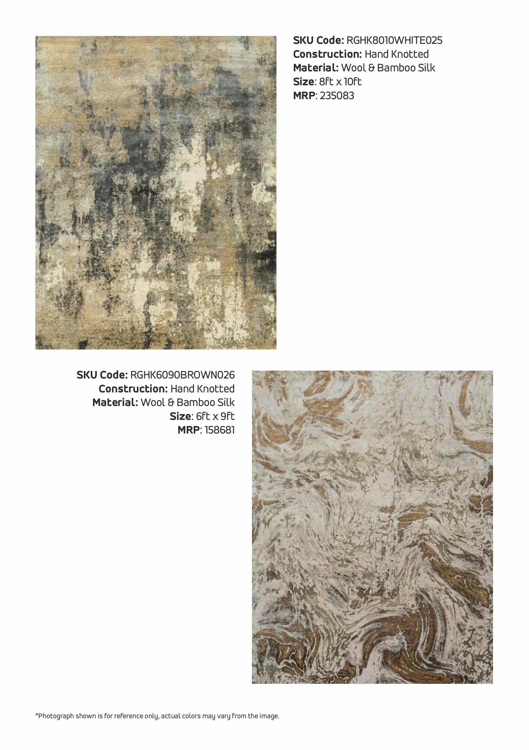 Hand-Knotted Wool & Bamboo Silk Rug 8ft x 10ft