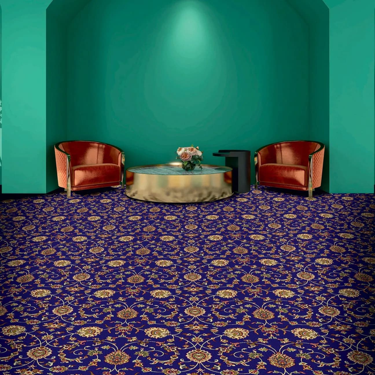 Divine Wilton Kalam Carpet Roll - Navy | Premium Quality