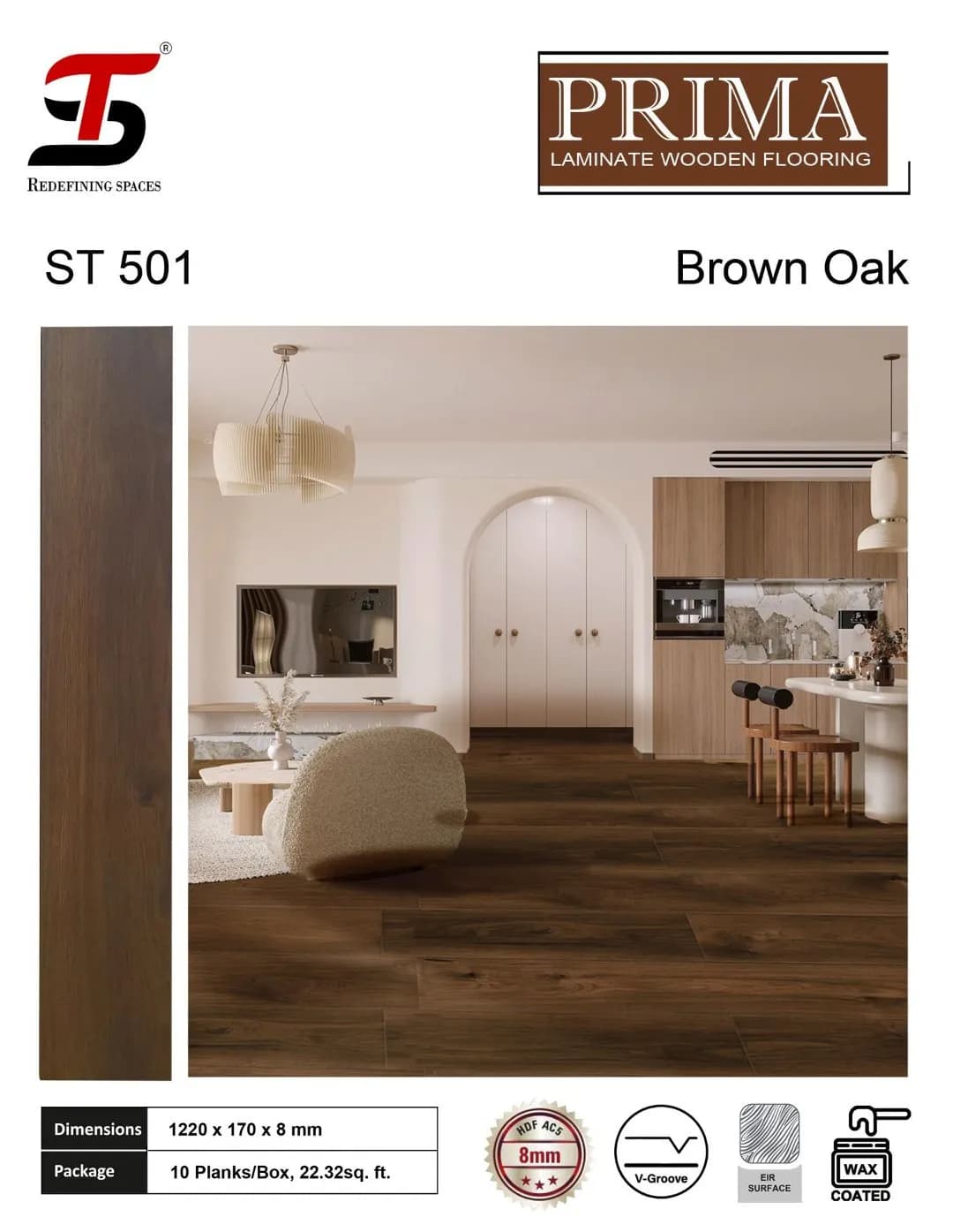 ST 501 brown oak ST Prima Laminate Floring