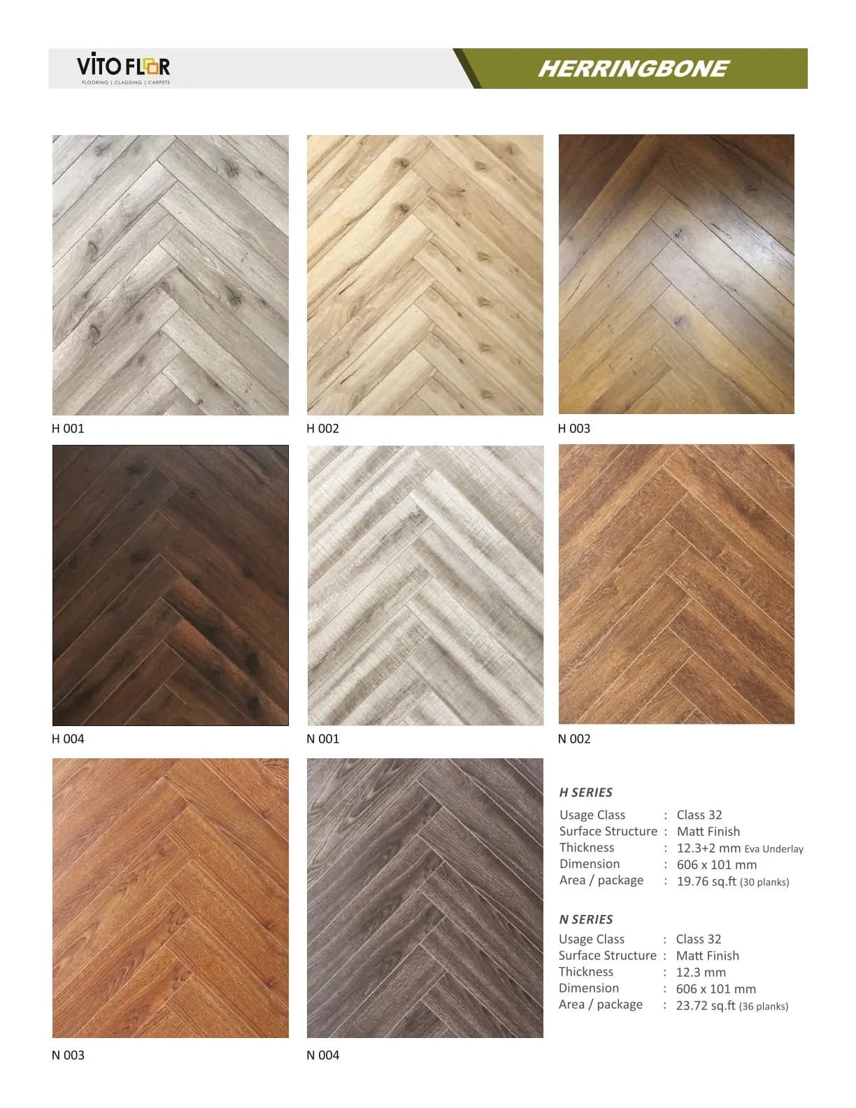 H 001 -Vito 12.3mm Herringbone Laminate Flooring – Durable & Stylish