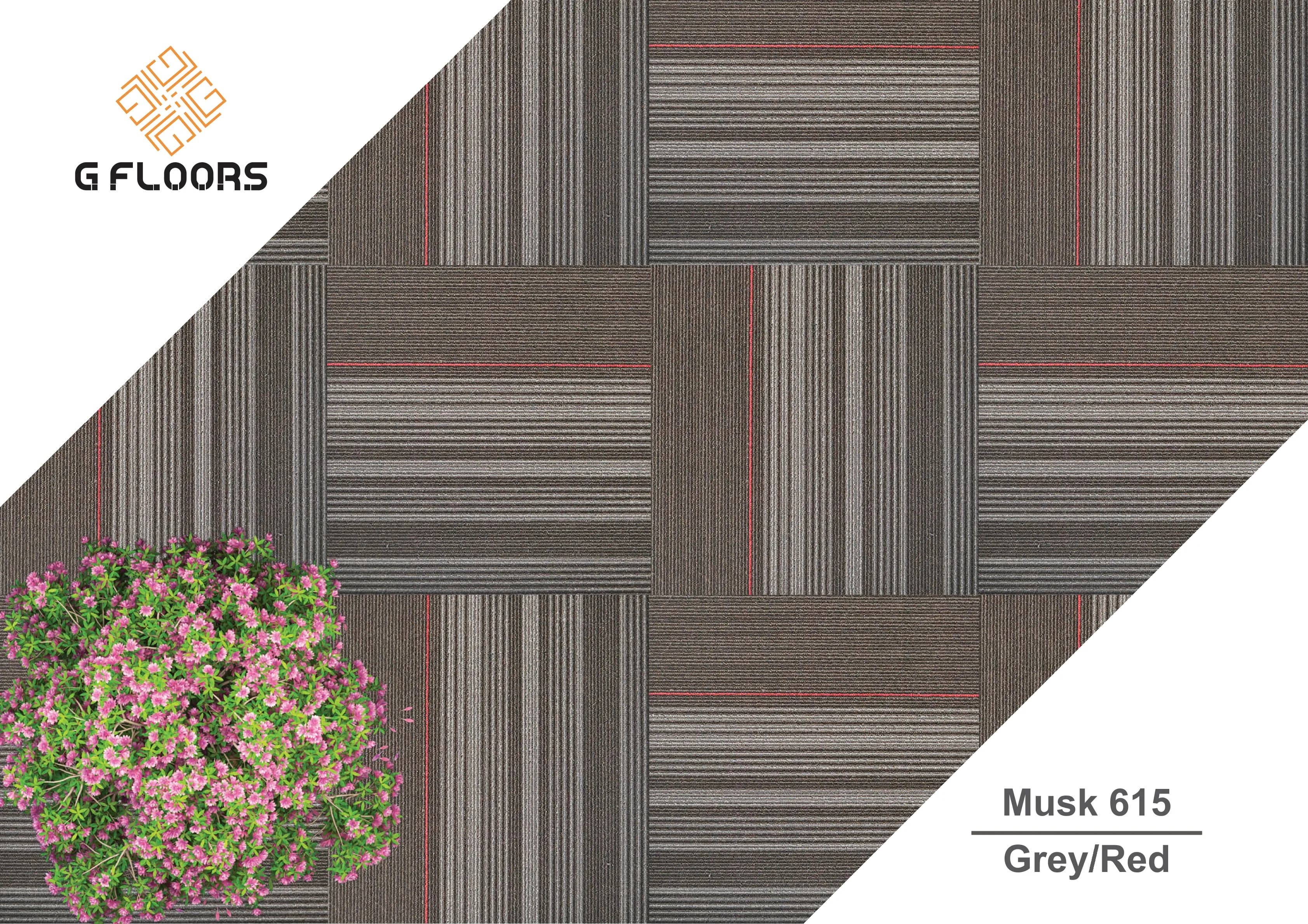 Musk Carpet Tile - Grey/Red | Durable & Stylish Flooring