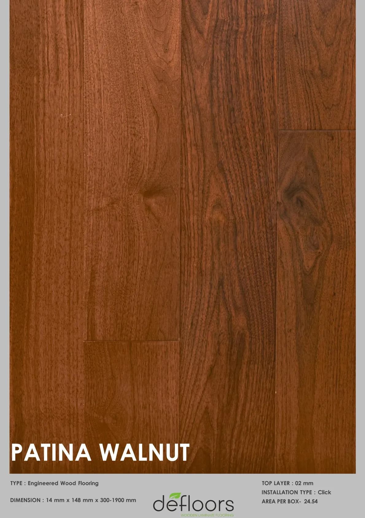 Patina walnut -14mm Engineered Defloor Laminate Flooring