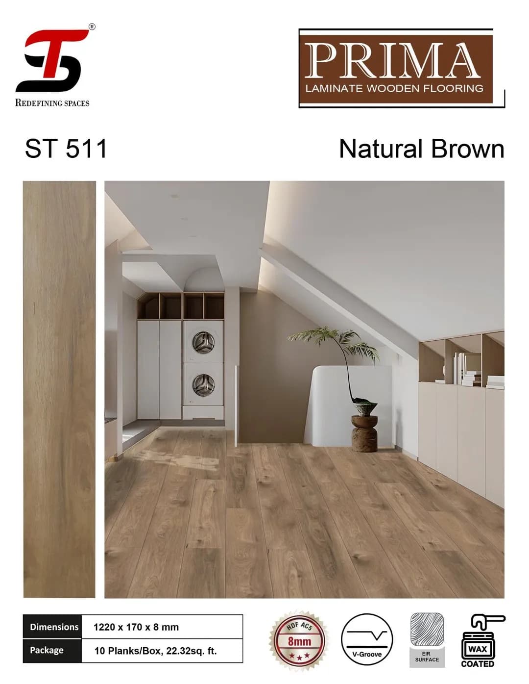 ST 511 natural brown oak ST Prima Laminate Floring