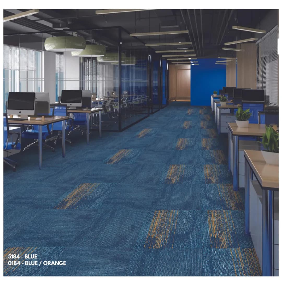 Blue/Orange Floor Carpet Tile - Stylish and Durable Design