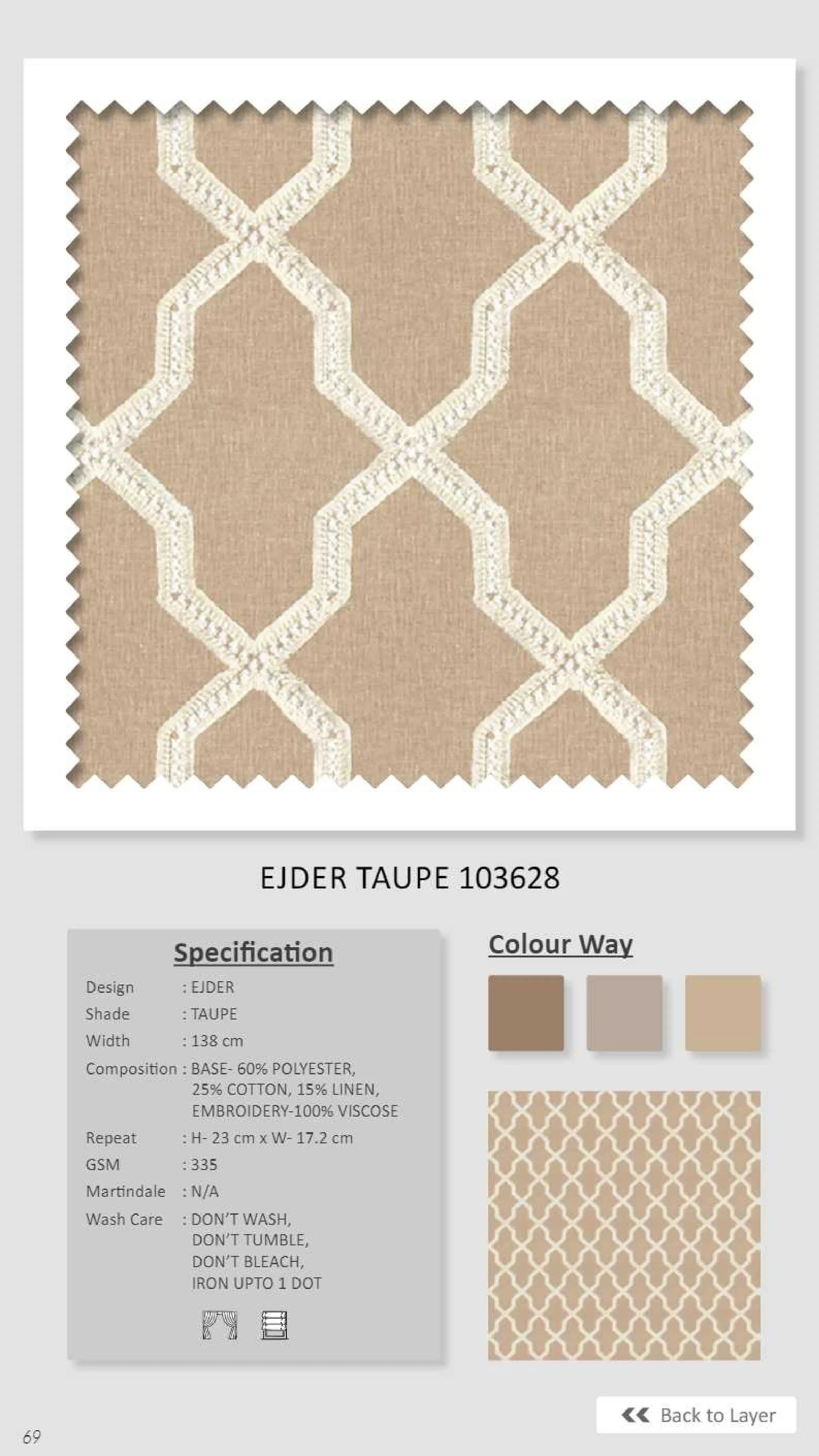 Dale Ejder Taupe 103628 Linen Fabric