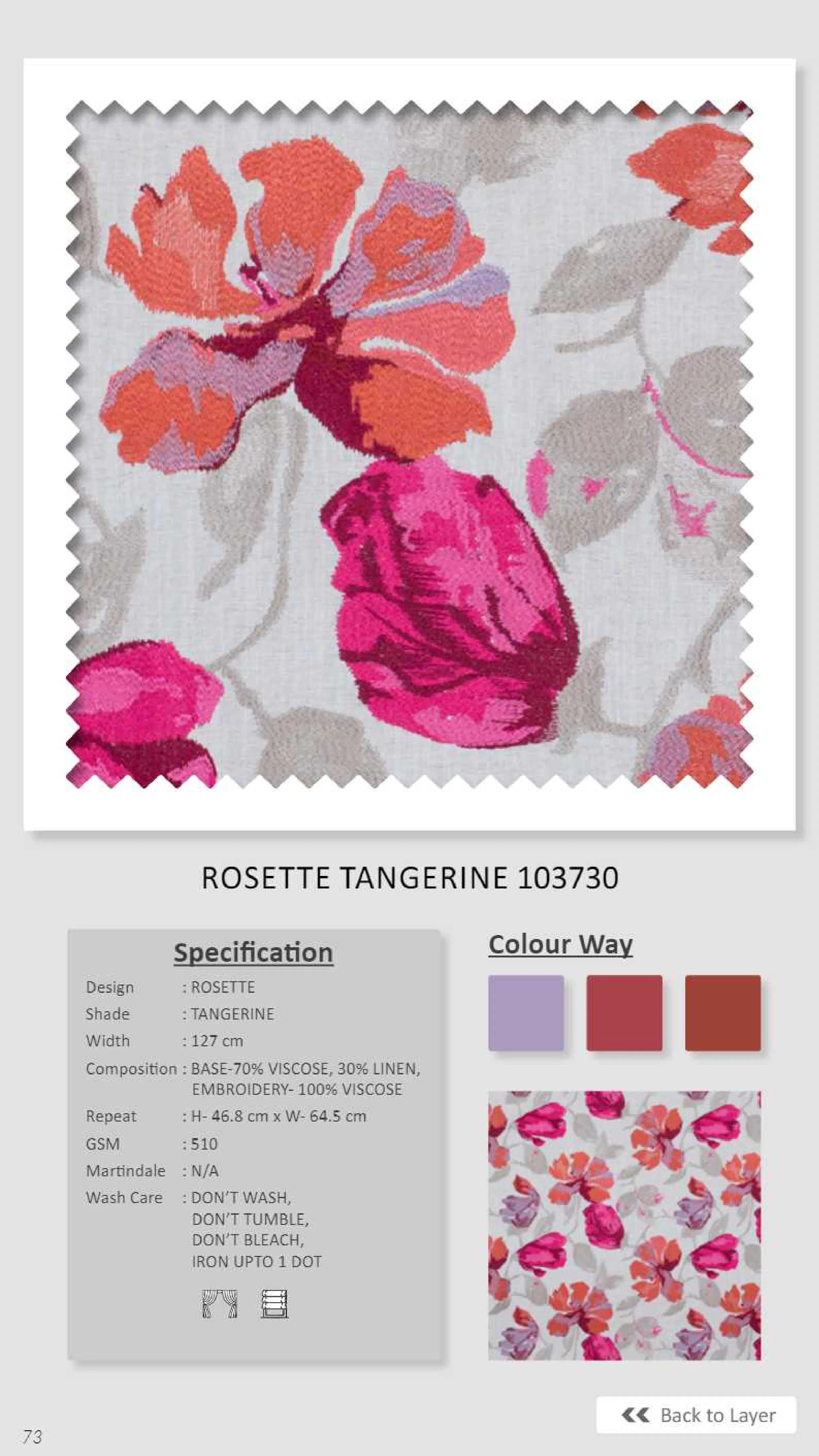 Dale Rosette Tangenerine 103730 Linen Fabric