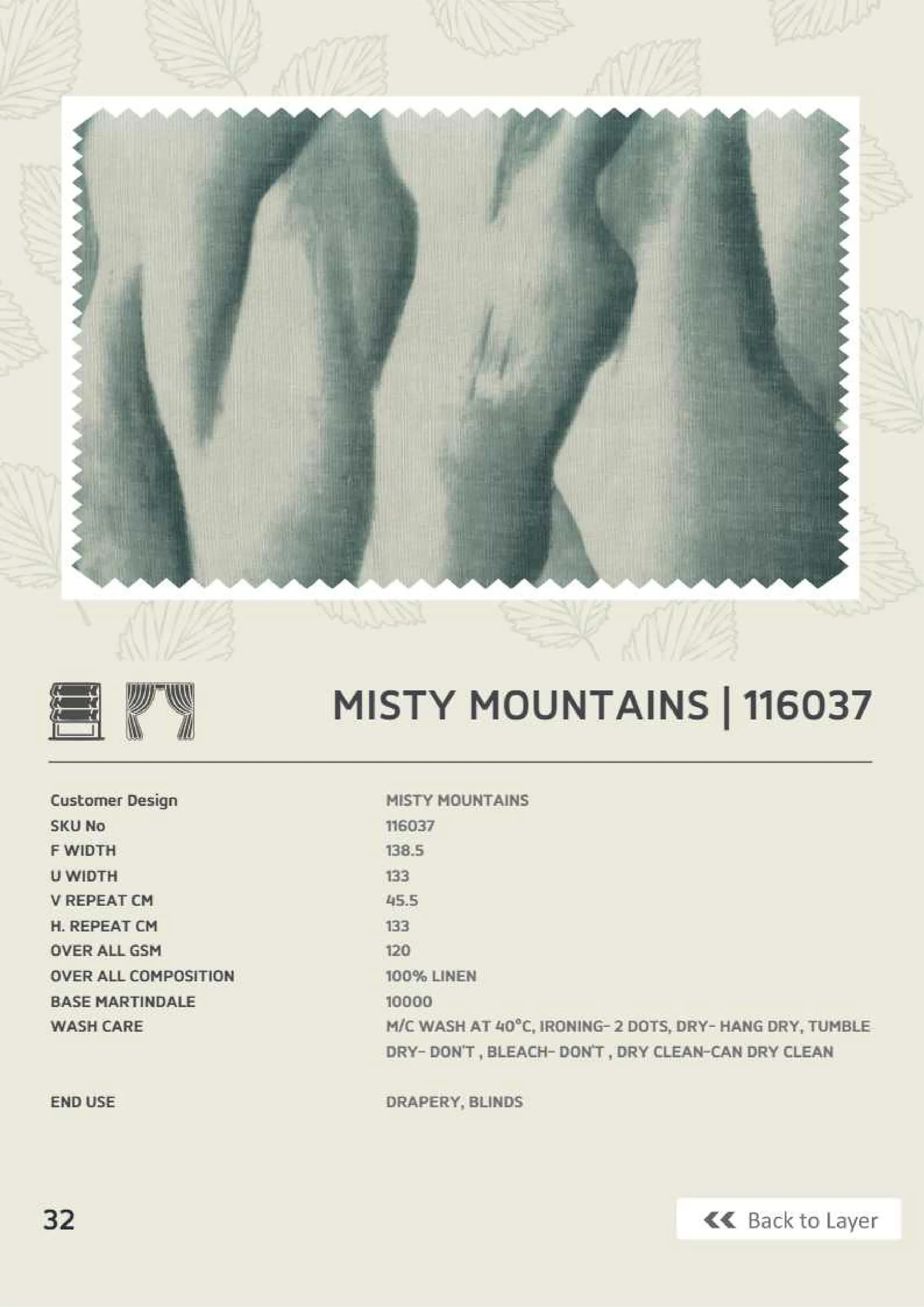 Misty Mountains 116037 Linen Fabric