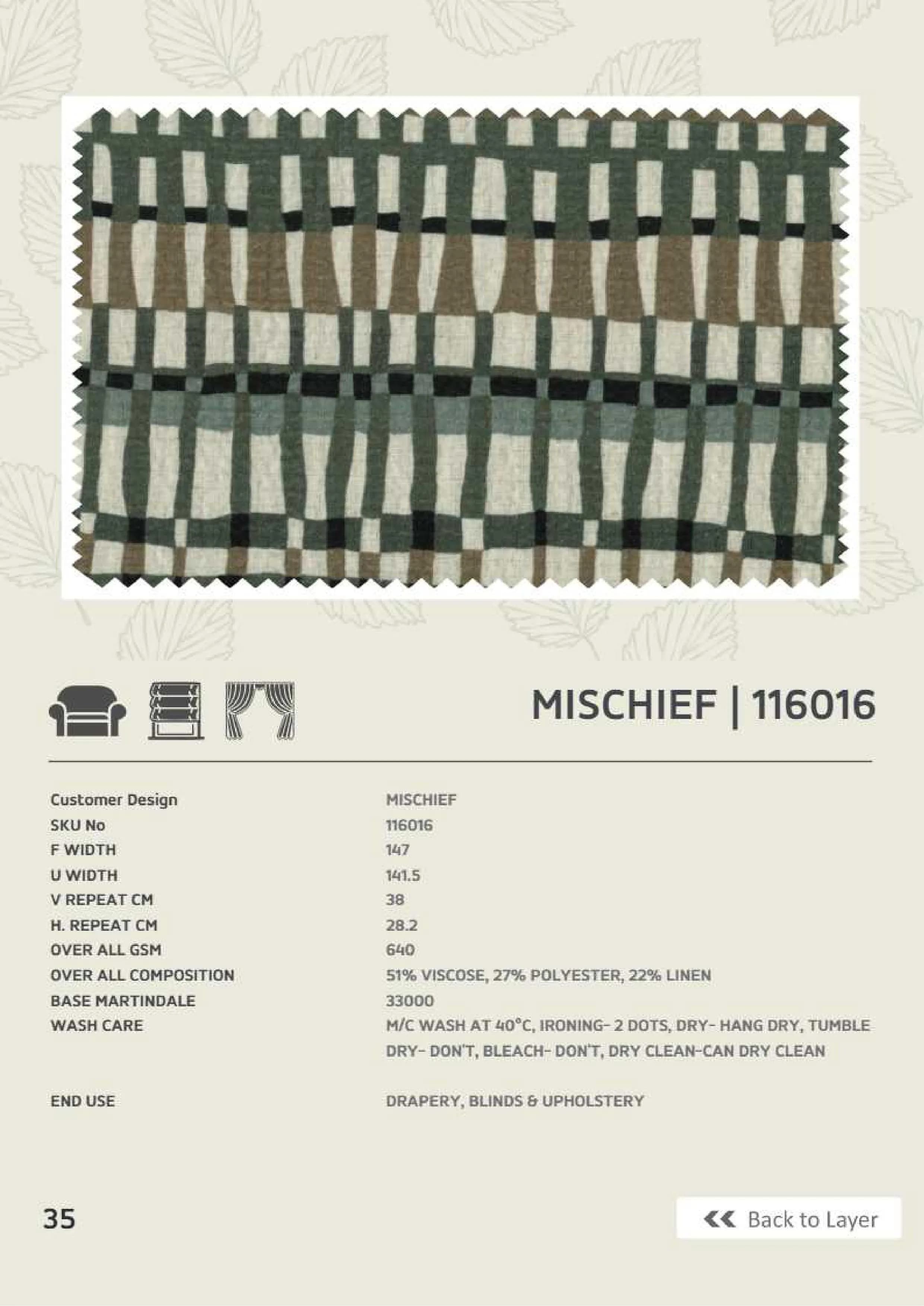 Mischief 116016 Linen Fabric - Elegant and Durable