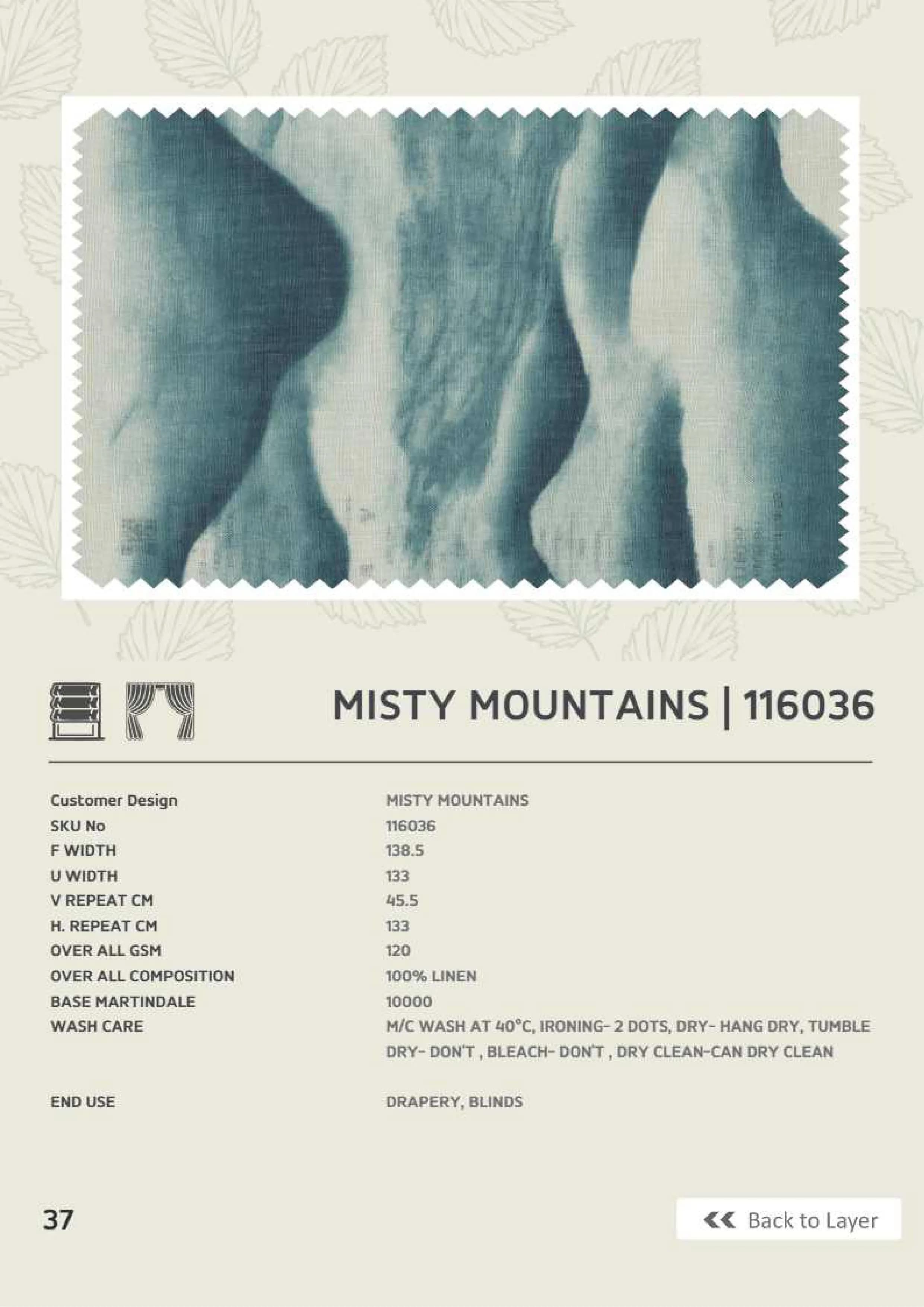 Misty Mountain 116036 Linen Fabric - Elegant & Durable