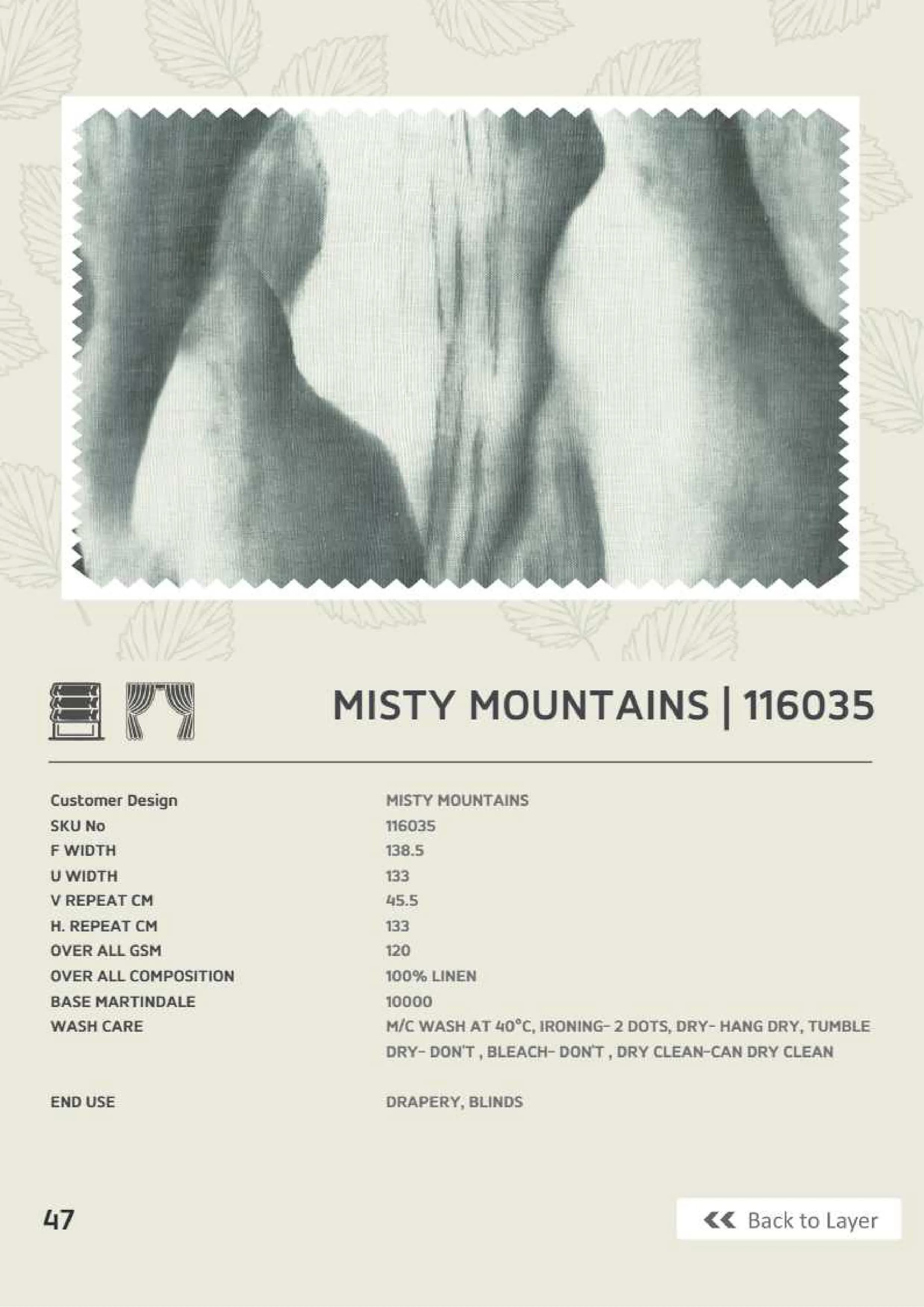 Misty Mountains Linen Fabric - 116035