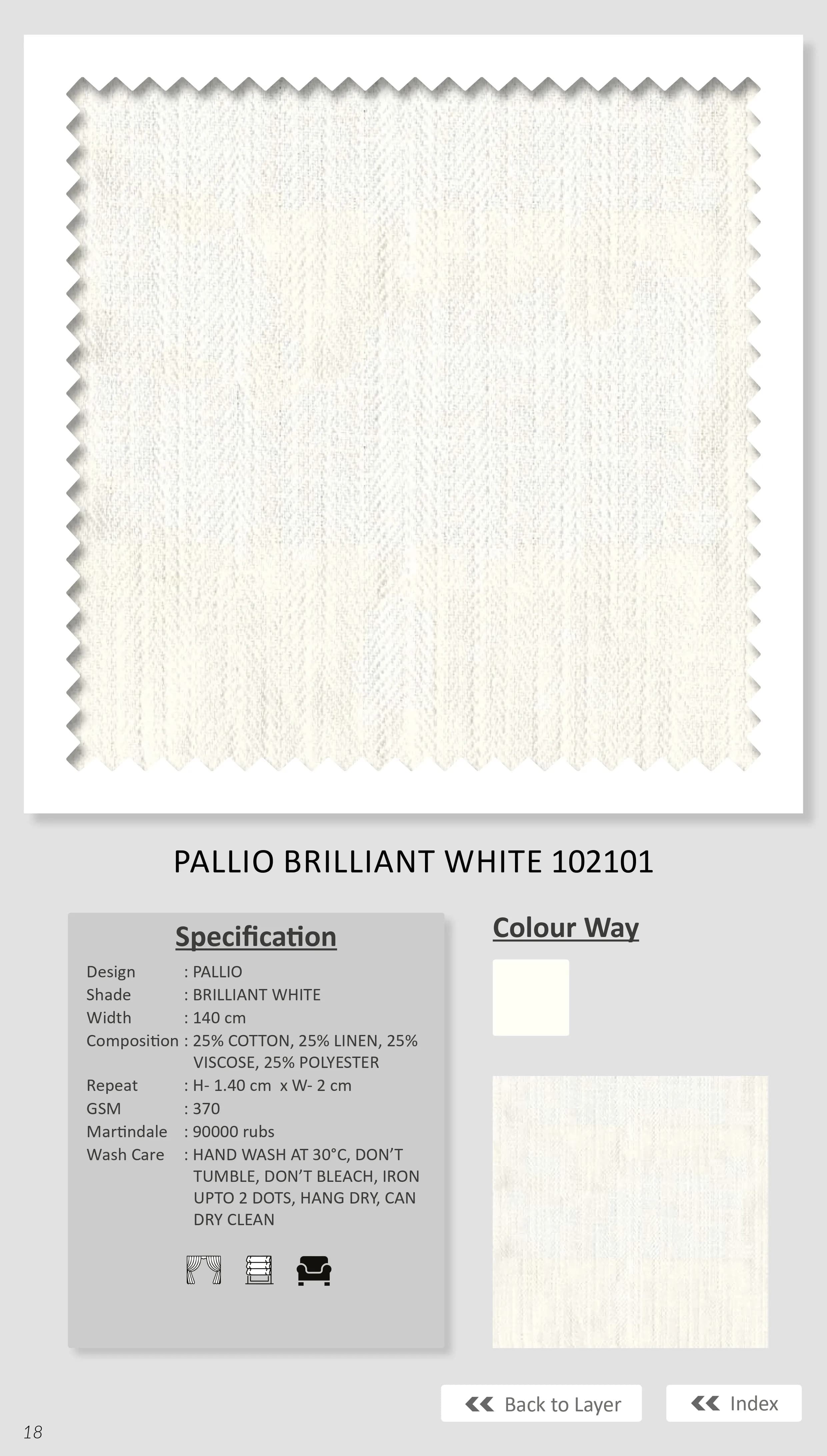 PALLIO Brilliant White Plain Fabric - 102101