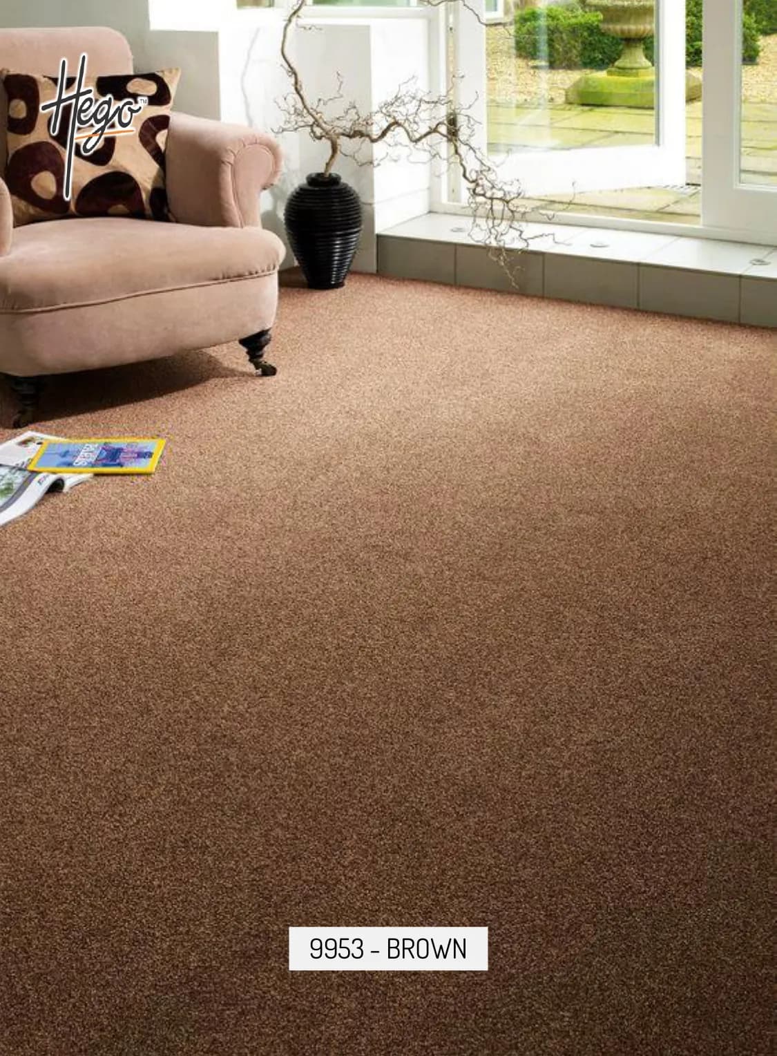 9953 - BROWN  Hego Shine Carpet Roll - Durable and Stylish Flooring