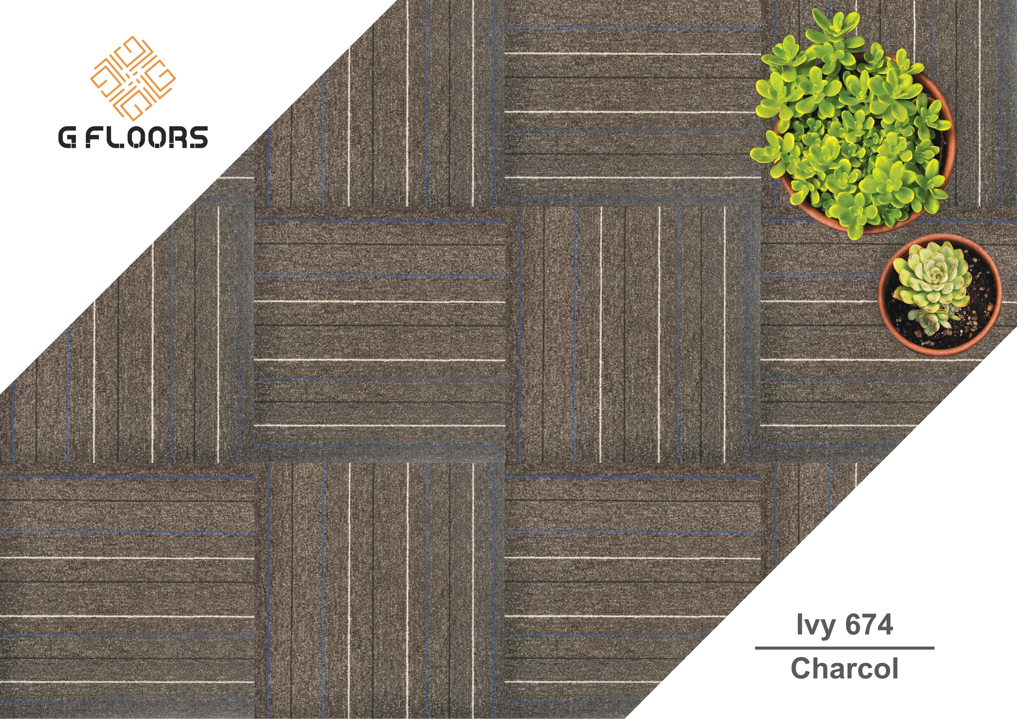 IVY 674 Charcoal Gfloors Carpet Tile - Durable & Stylish