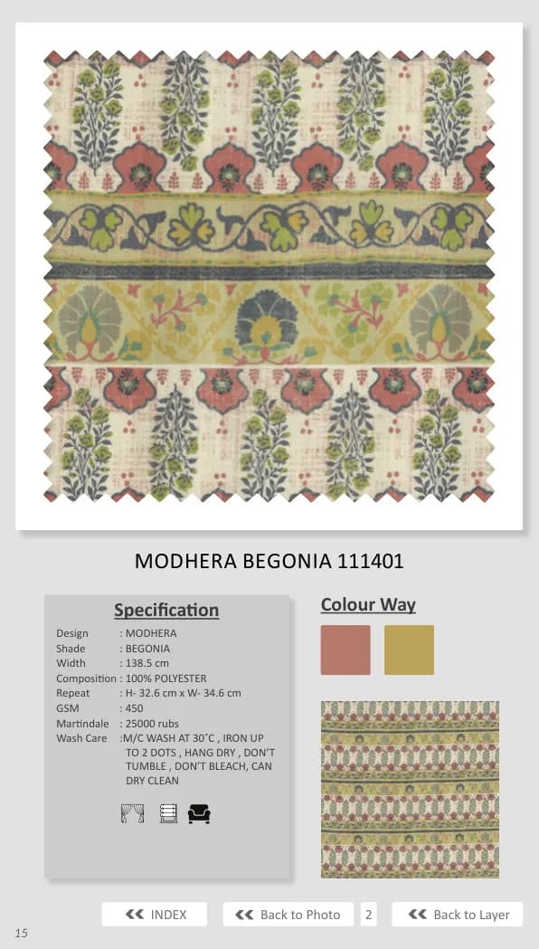 MODHERA BEGONIA 111401 Printed Fabric