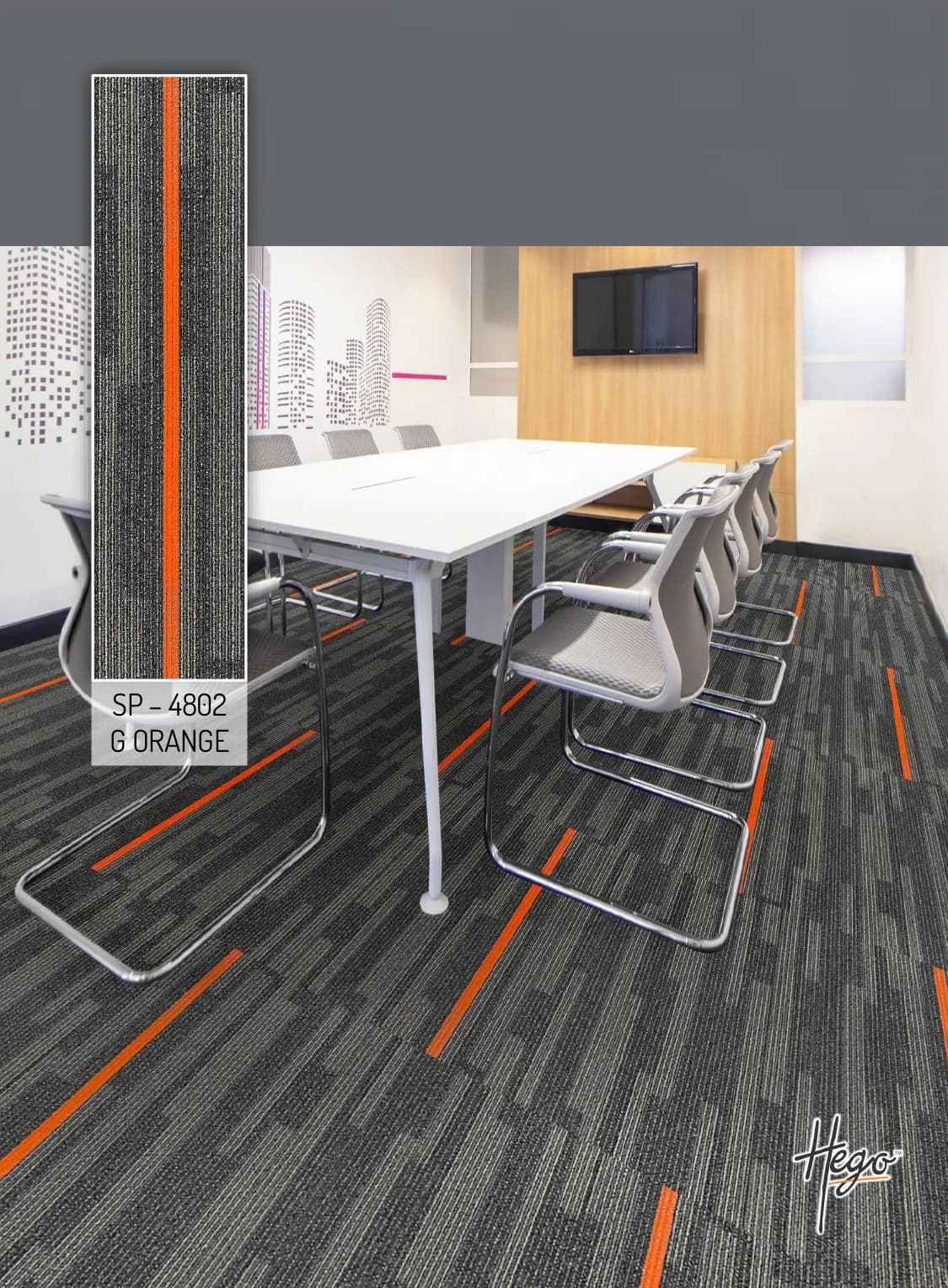 SP – 4802 G ORANGE Hego Carpet Tile - Durable & Stylish Flooring