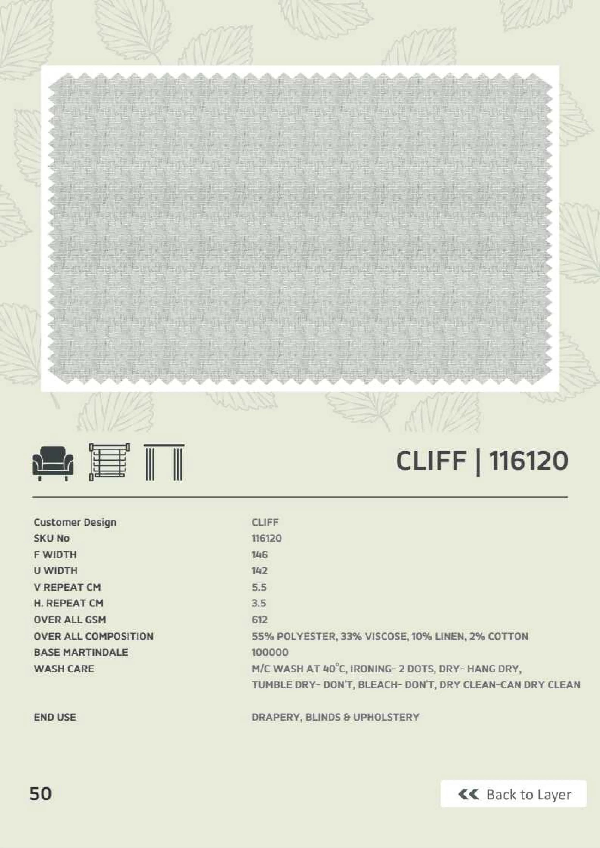 Cliff 116120 Premium Linen Fabric - Elegant & Durable