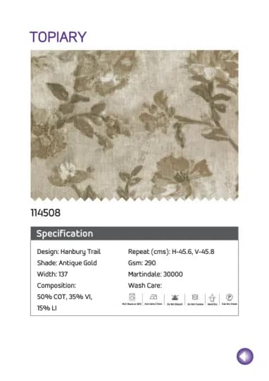 Antique Gold Printed Fabric - 114508