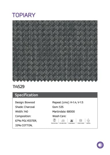 114529 Charcoal printed fabric