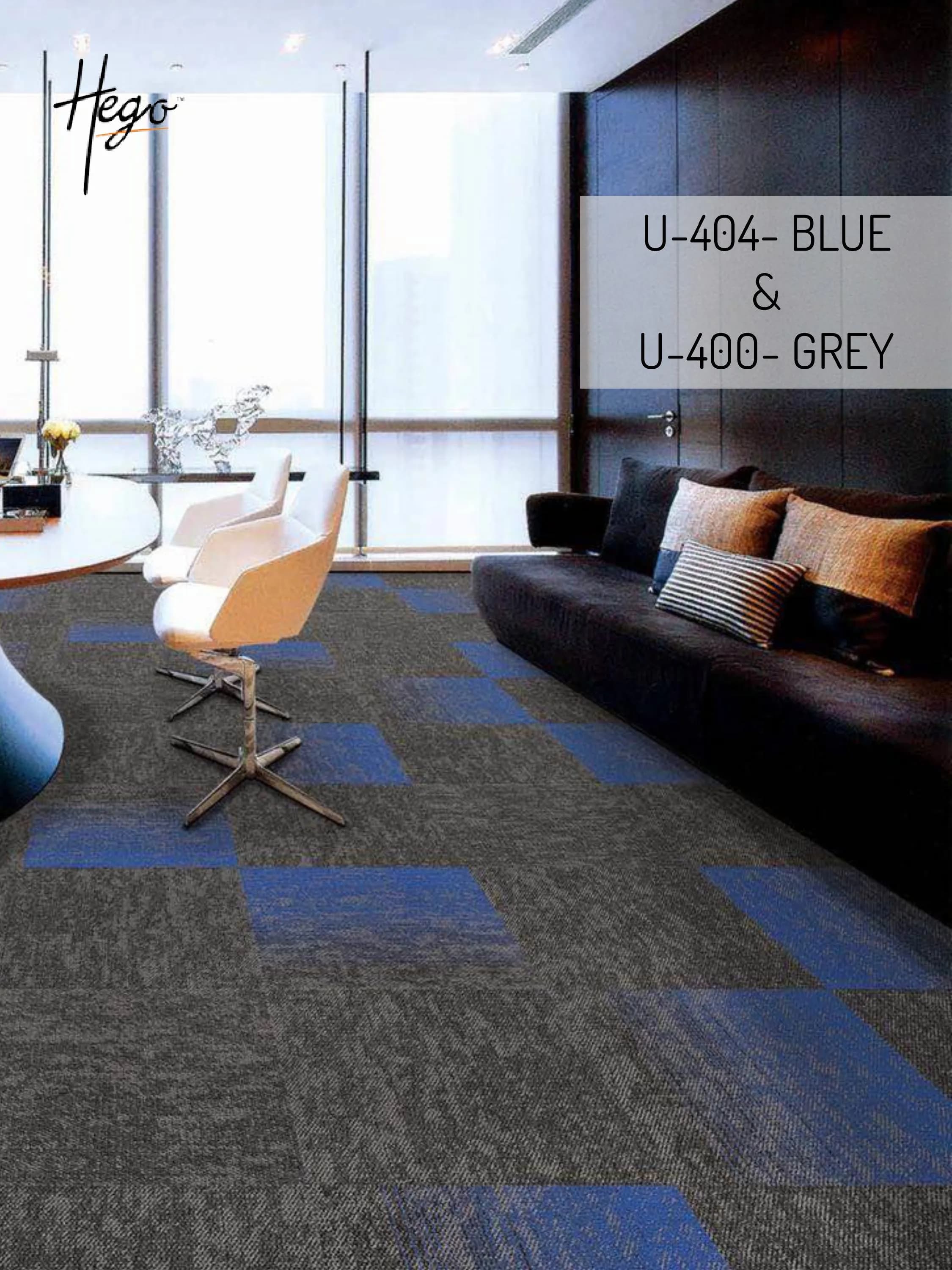 Unique Carpet Tile U-404-Blue & U-400-Grey