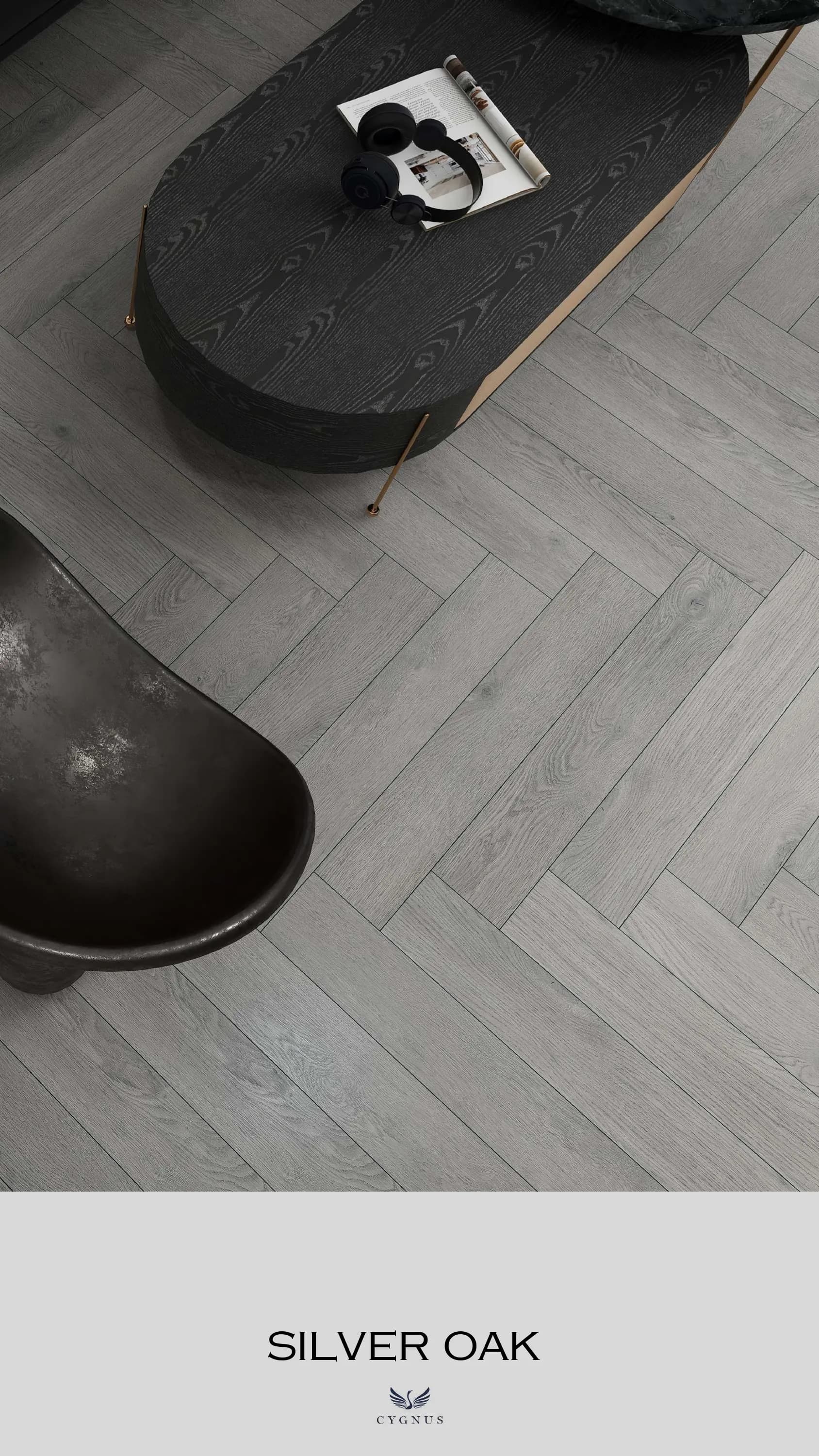 Silver OAK WS Unilock Herringbone Laminate Flooring - Durable & Stylish