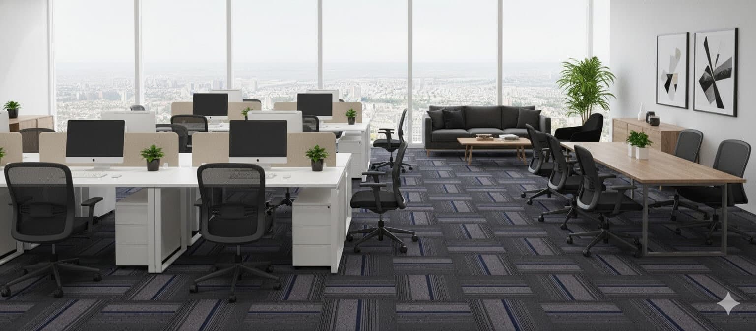 622 Grey Charcoal Chrome Carpet Tiles