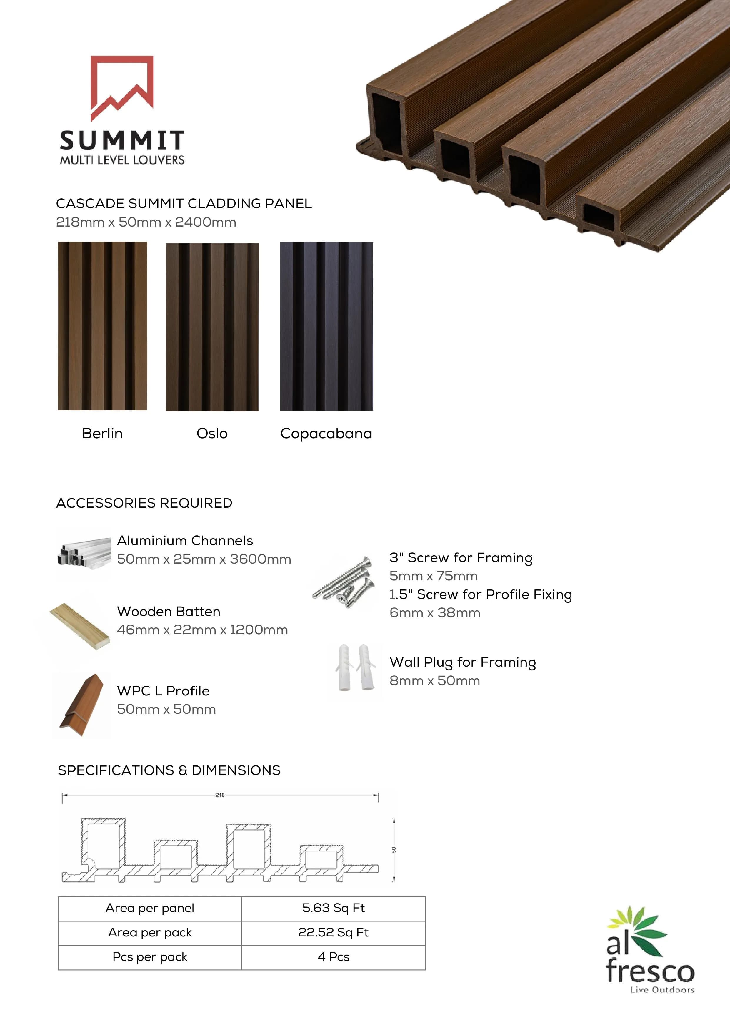 CASCADE SUMMIT CLADDING PANEL  218mm x 50mm x 2400mm