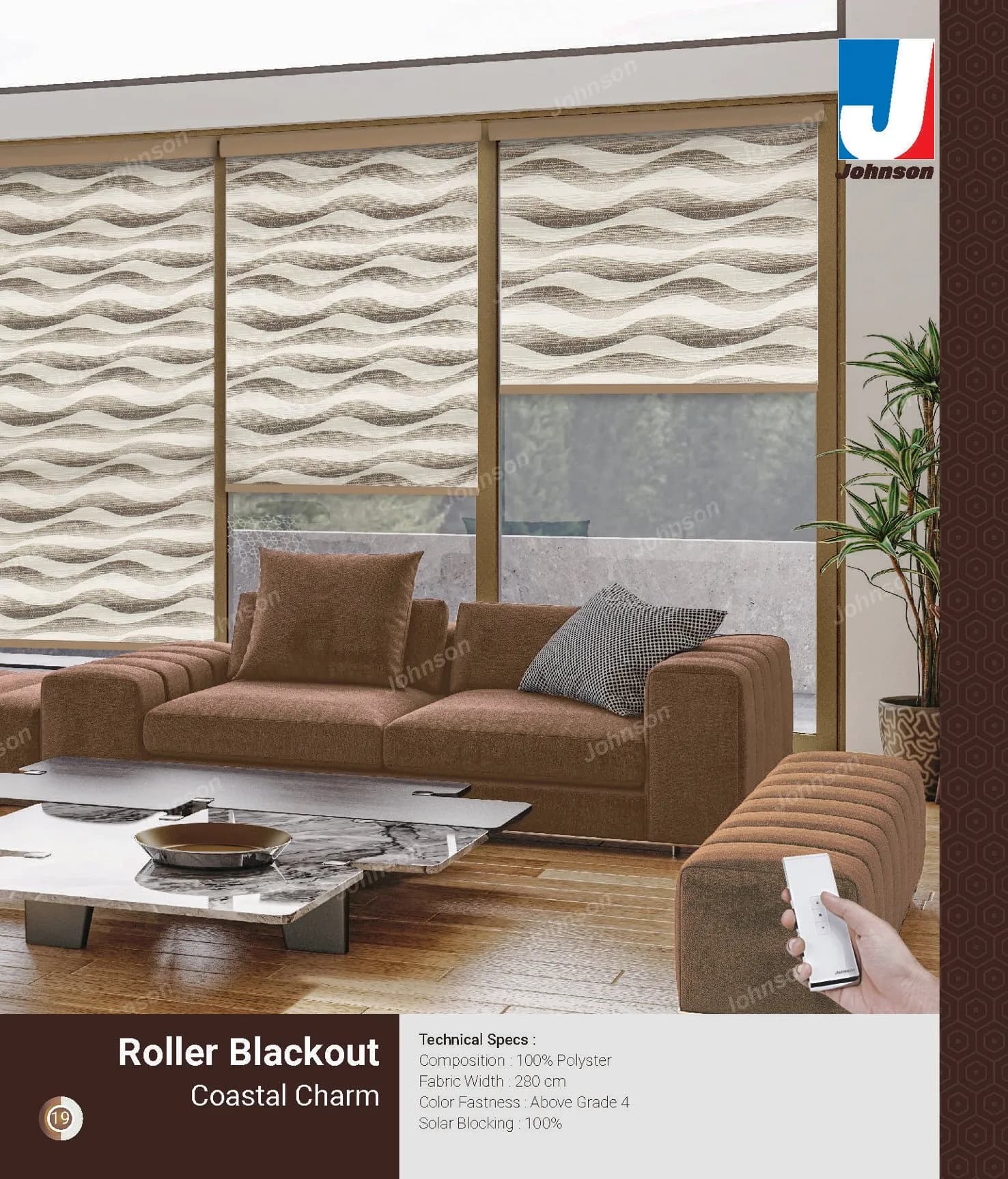 Johnson Blackout Roller Blind – Light Blocking Shade COASTAL CHARM