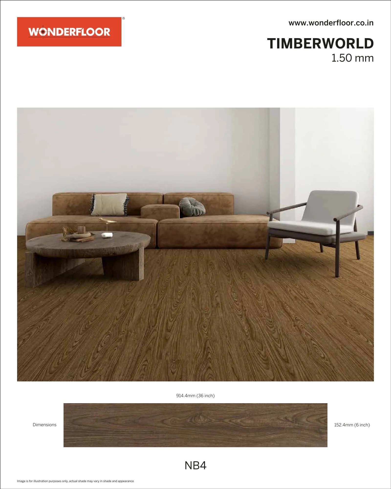 NB4 -Wonderfloor Timberworld 1.50mm Vinyl Flooring