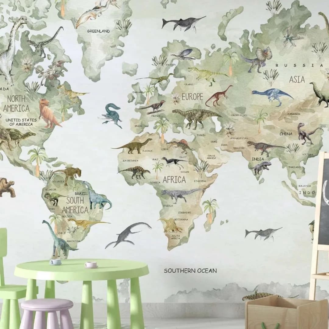Kids Wallpaper Collection | Dino World Map