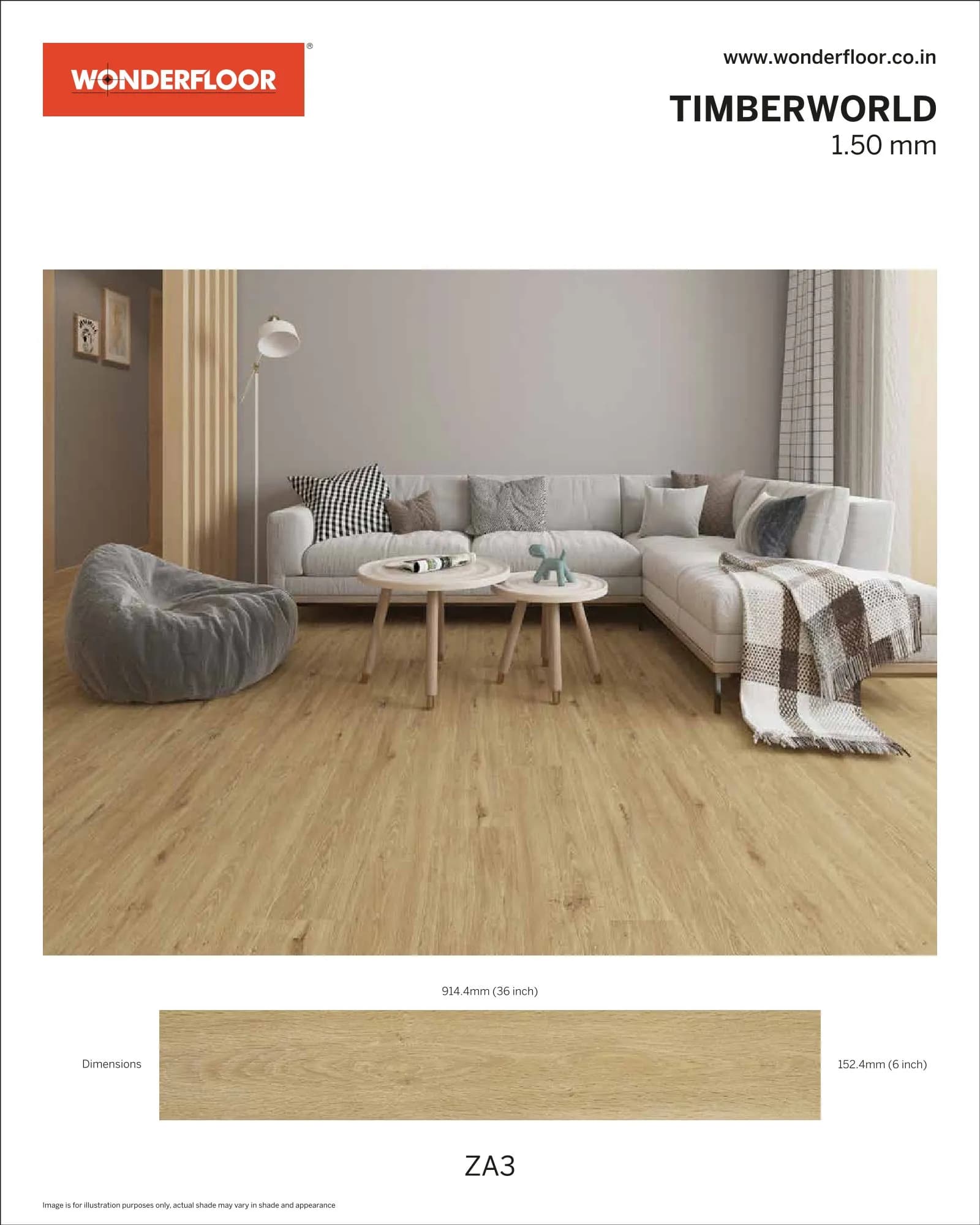 ZA3 -Wonderfloor Timberworld 1.50mm Vinyl Flooring