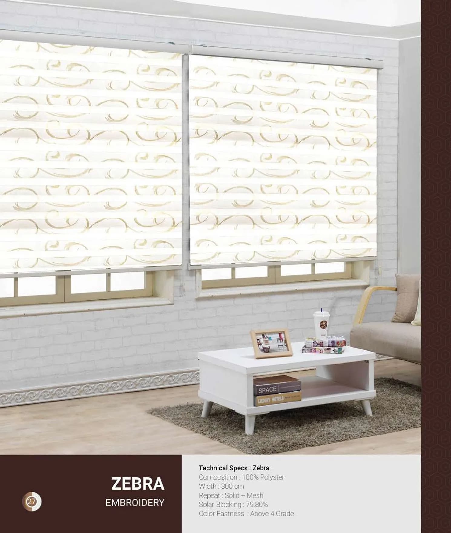Johnson Zebra Window Blinds EMBROIDERY
